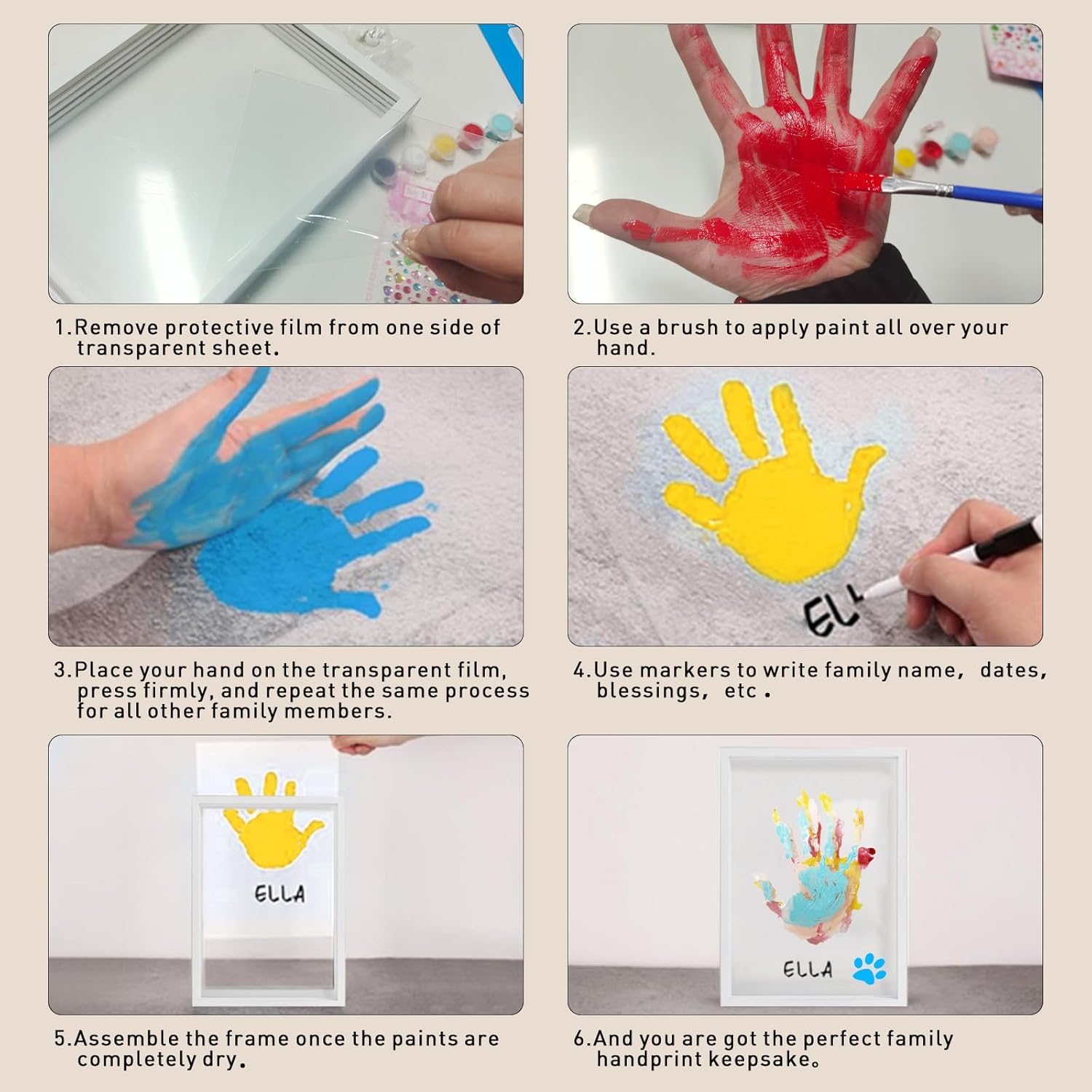 XQC Family Handprint Kit - 2PCS DIY Keepsake Frame