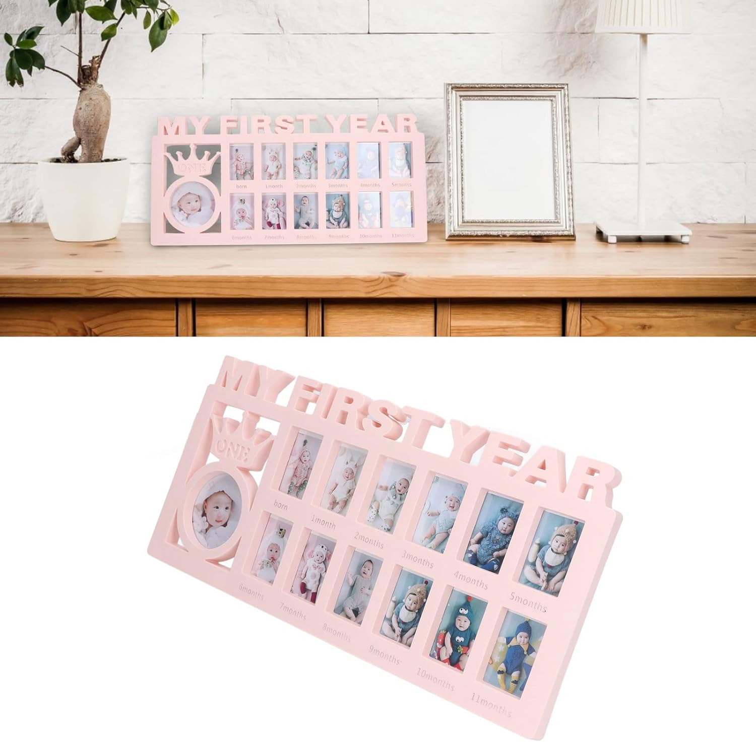 CHICIRIS Newborn First Year Photo Frame with 12 Slots