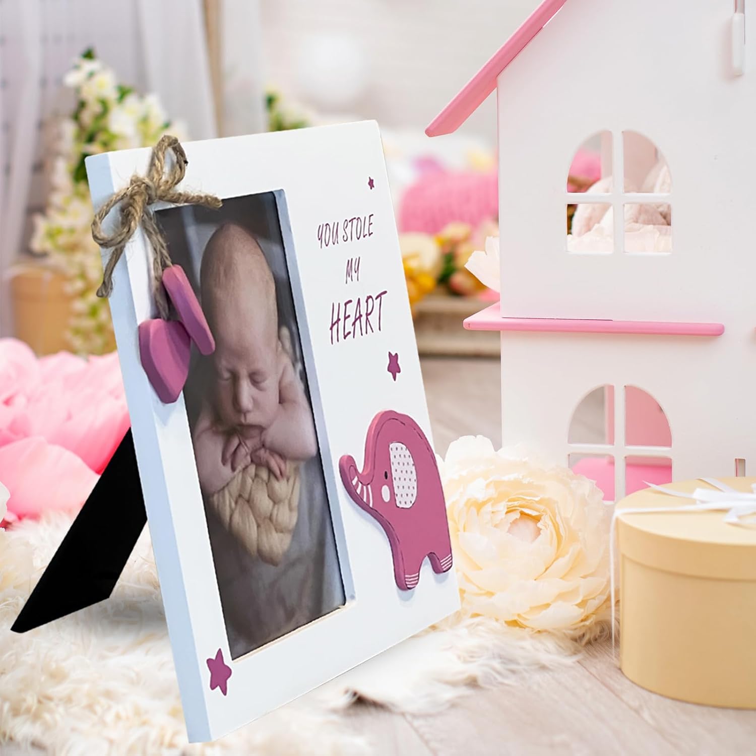 Baby Girl You Stole My Heart Wooden Newborn Picture Frame Pink