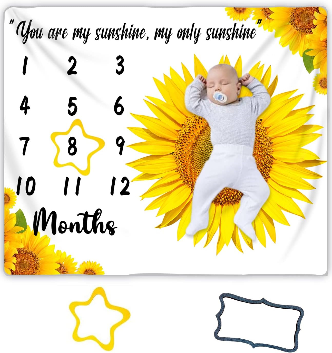 Flannel Baby Milestone Blanket You Are My Sunshine 48x40in