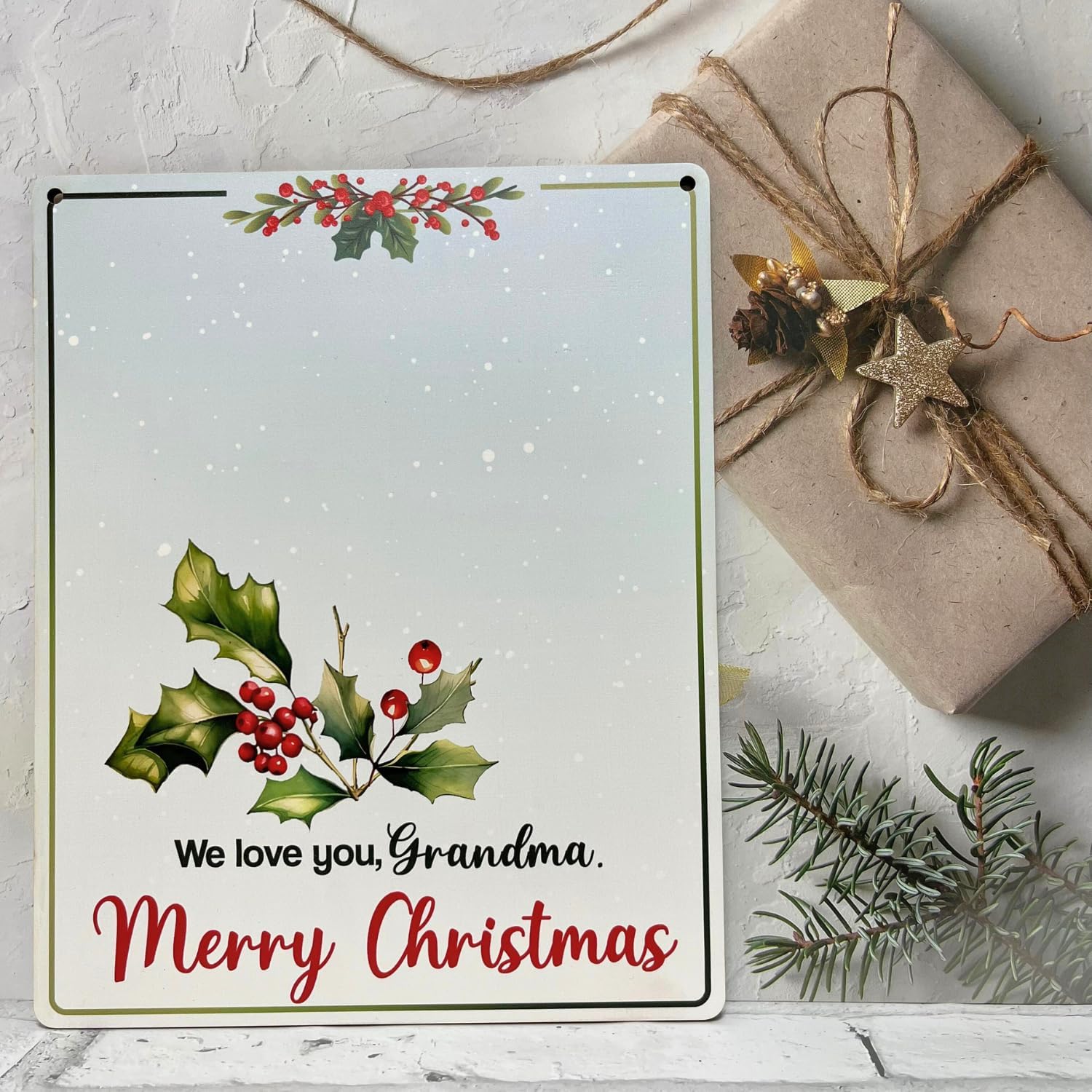 Personalized Grandma Christmas Handprint Hanging Sign