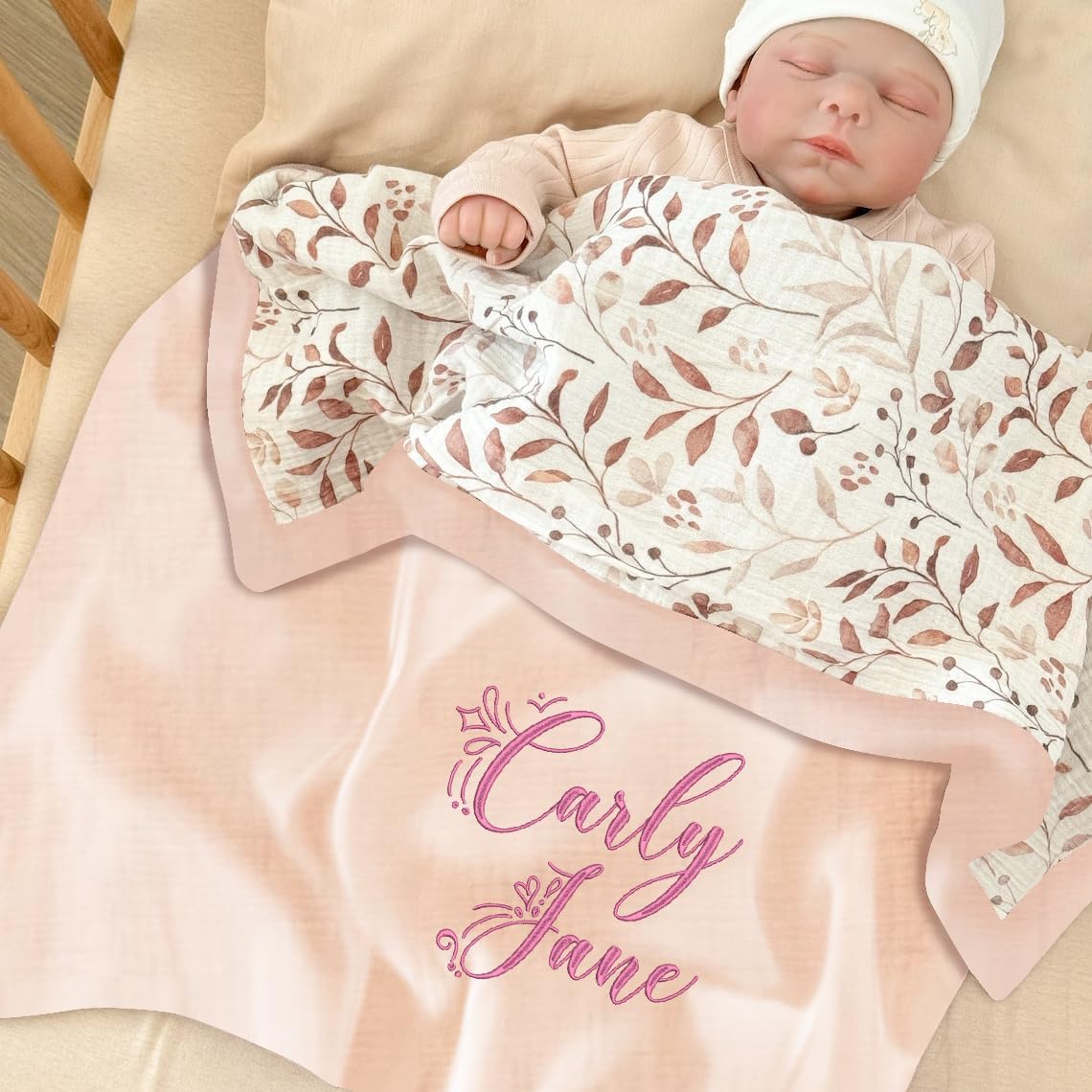 Custom Muslin Blanket with Name Embroidery 1