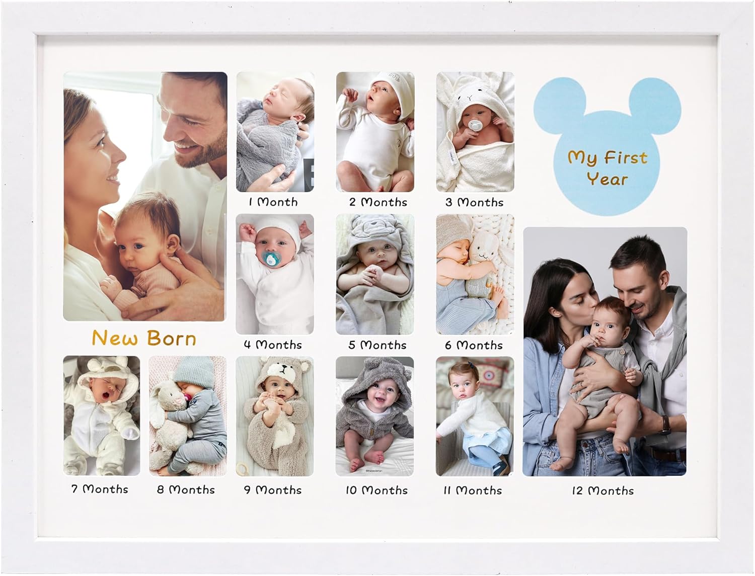 My First Year 12 Month Picture Frame with Double Mat - 13x17 Wall Hanging