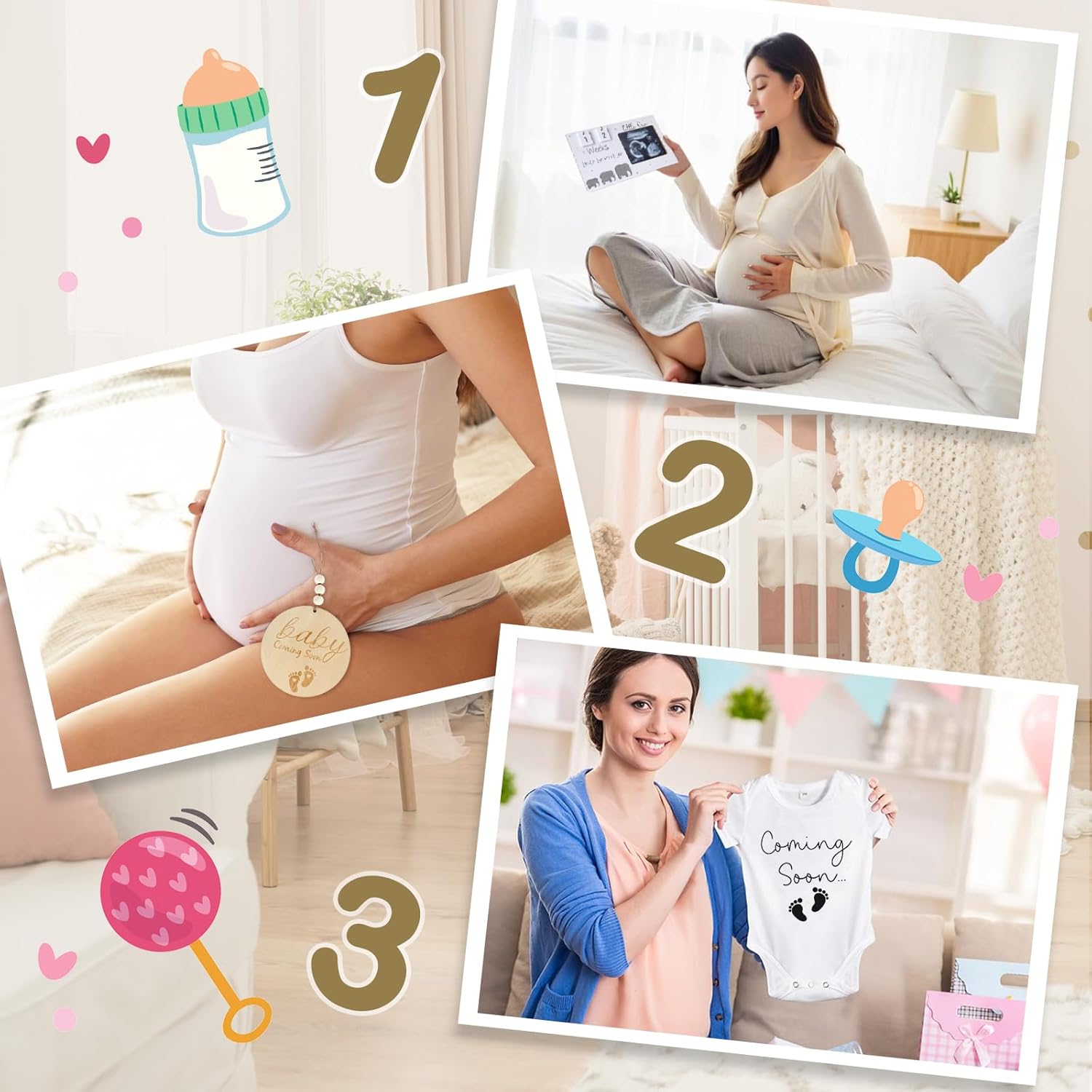 Pregnancy Reveal Kit with Felt Board and Wooden Sign