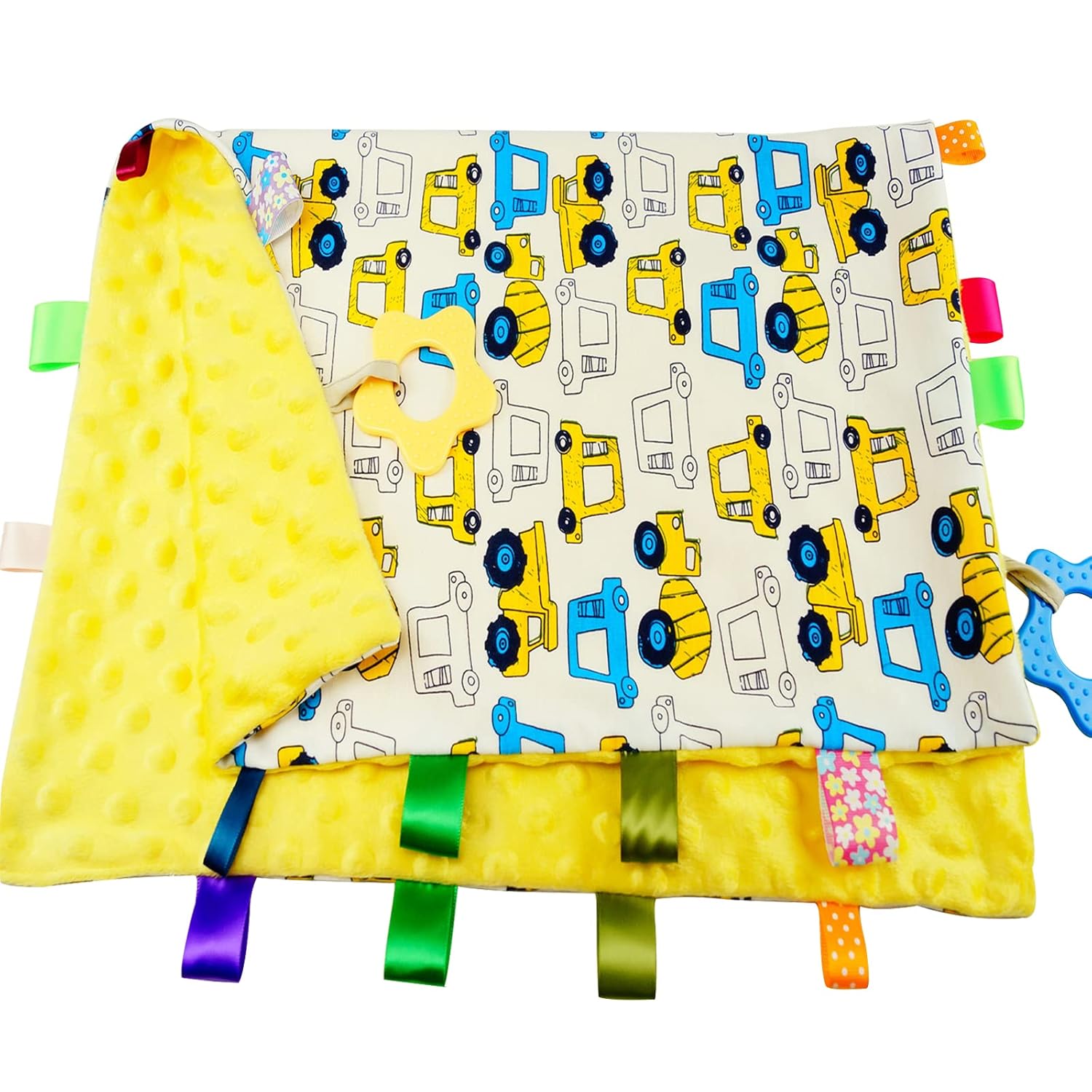 Upalupa Baby Security Blanket Yellow Car 21x18 Inch