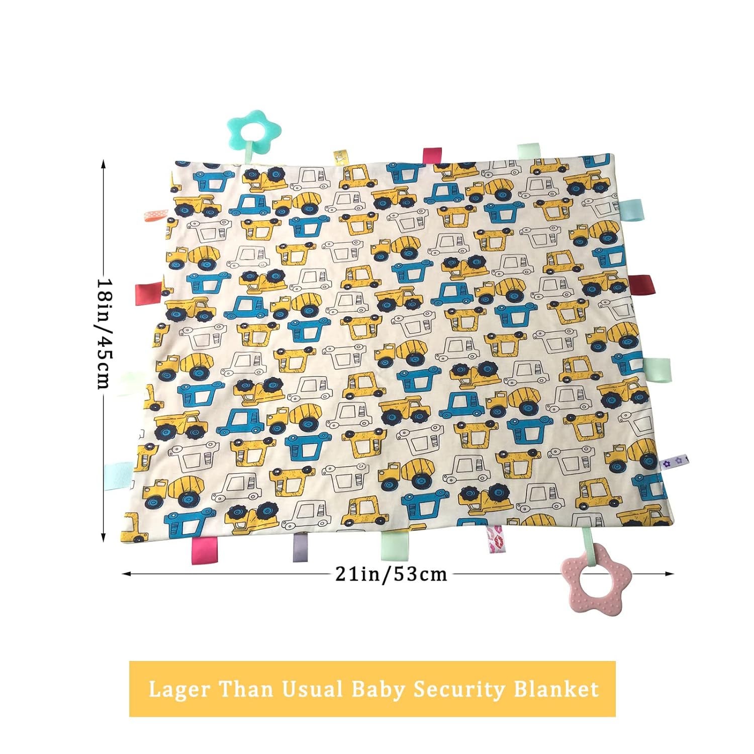 Upalupa Baby Security Blanket Yellow Car 21x18 Inch