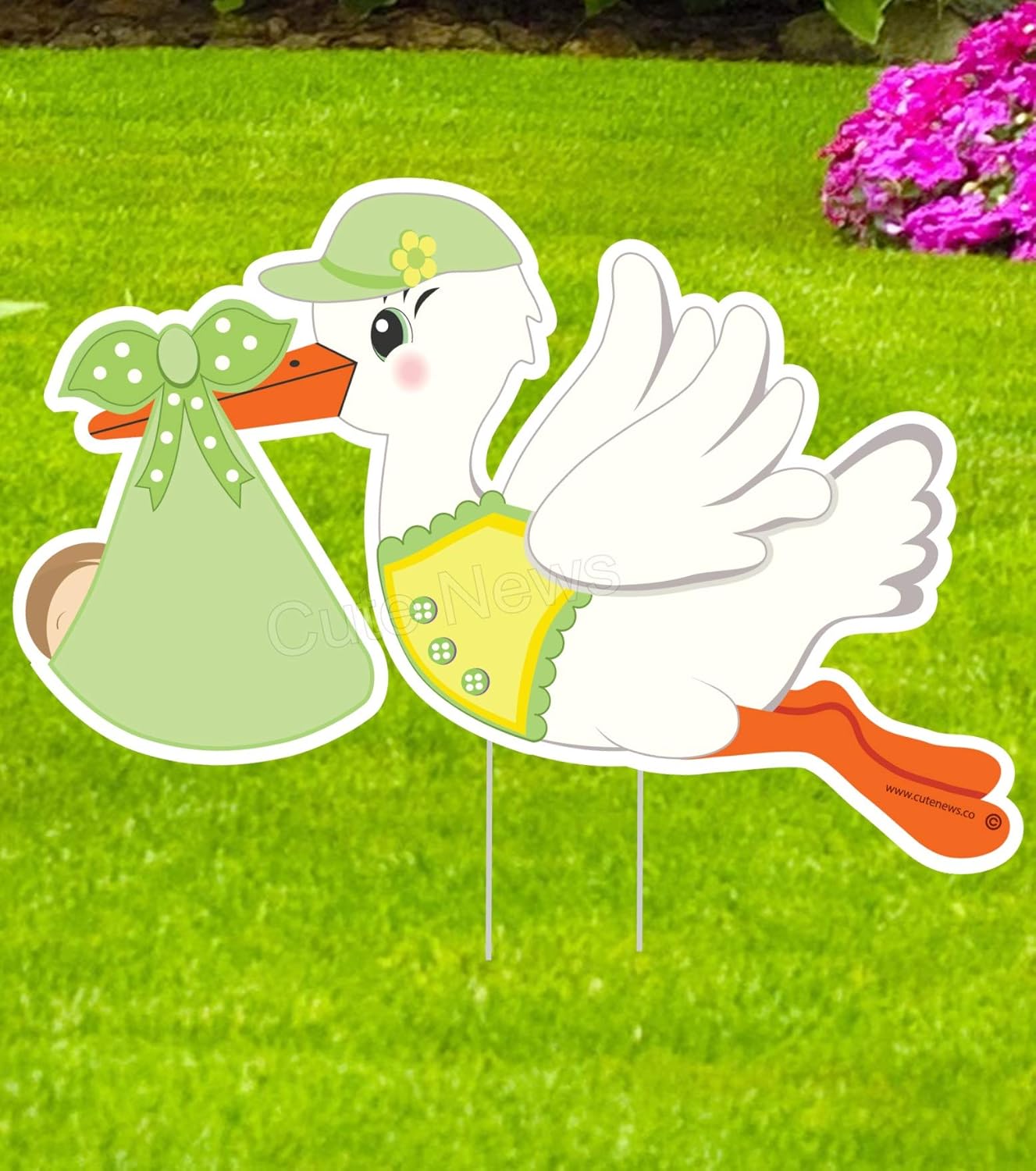 Cute News Gender Neutral Stork Announcement Sign