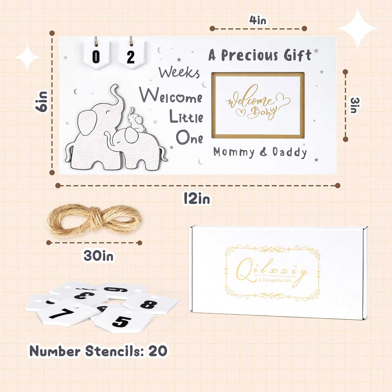Qilxziy Ultrasound Picture Frame with Pregnancy Countdown 1