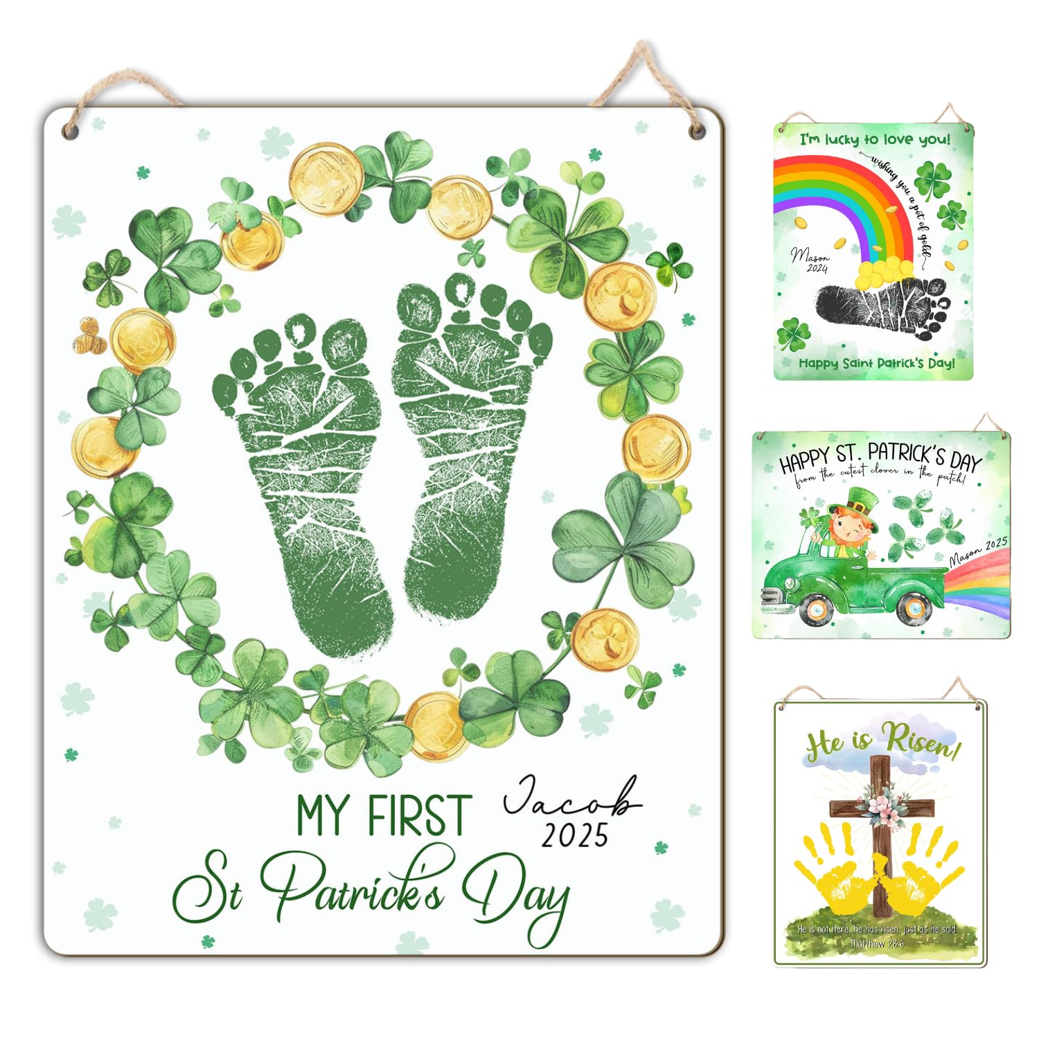 DIY St Patricks Day Baby Footprint Art Sign