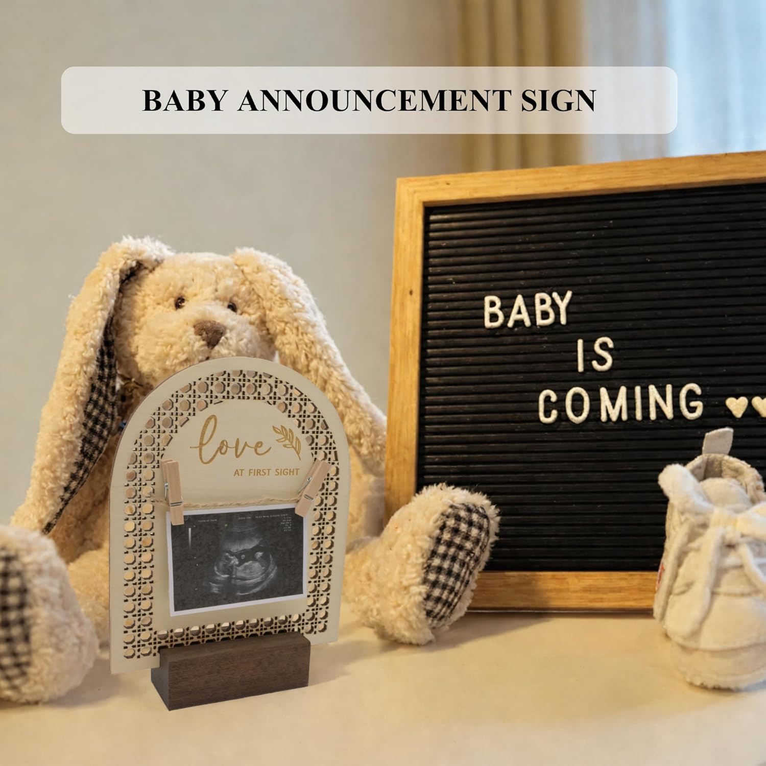 XYINFINIS Baby Announcement Sign with Ultrasound Frame