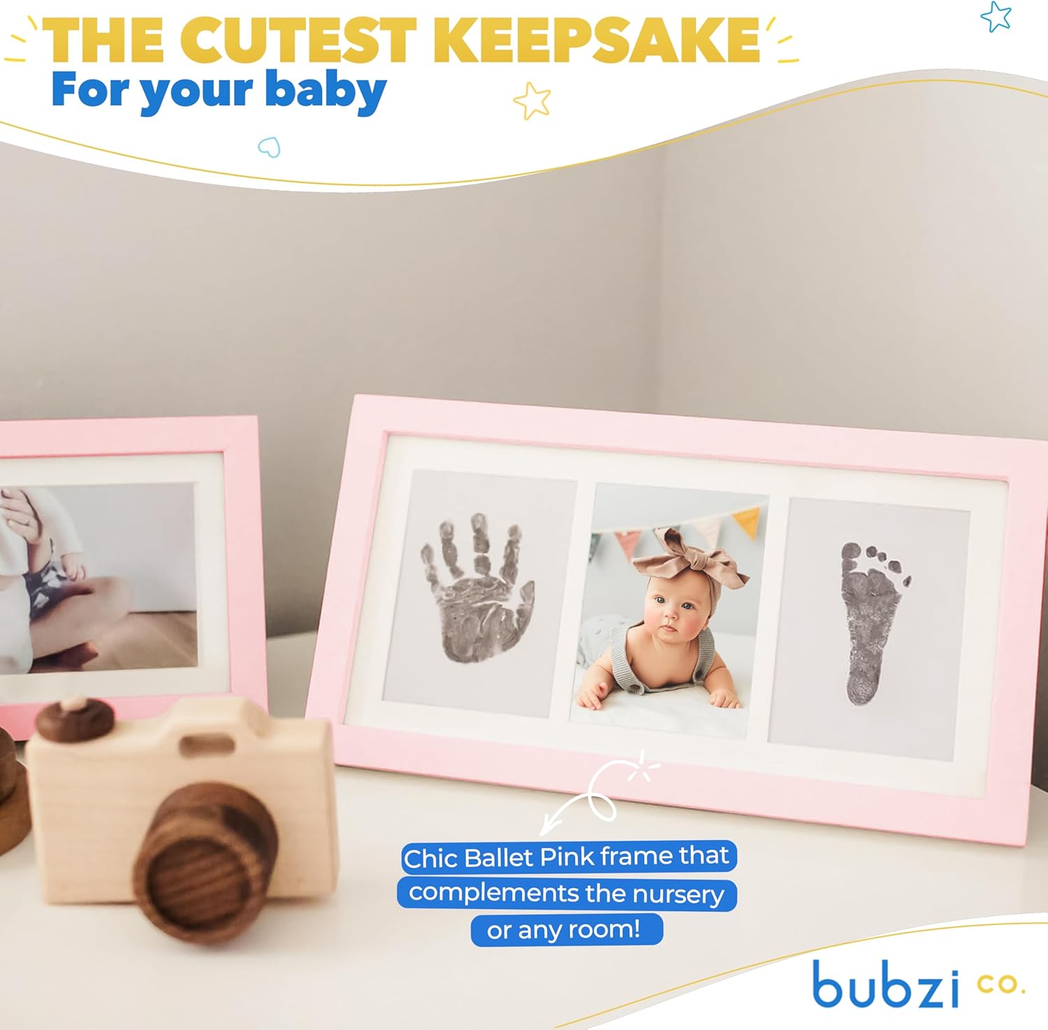 Bubzi Co Baby Handprint Kit Footprint Frame in Ballet Pink