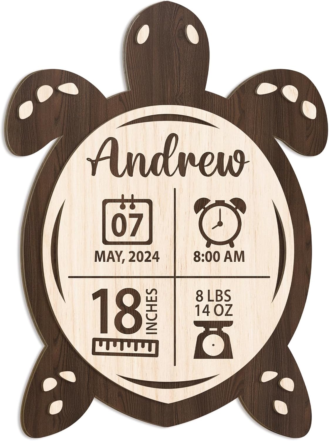 Mondily Baby Birth Announcement Sign with Sea Turtle Shape