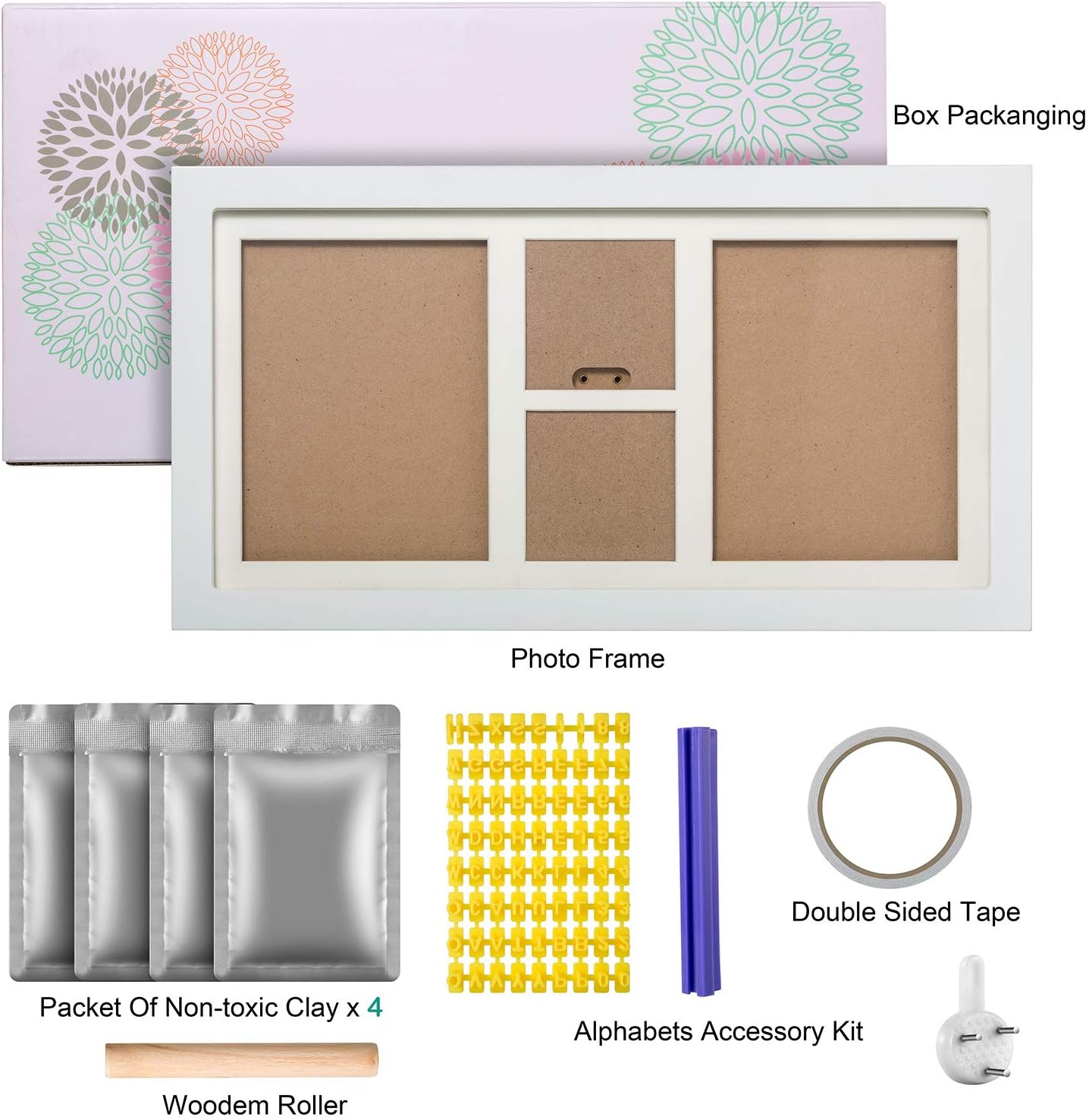 BAOHUA Baby Hand Footprint Kit - 1200 Grams Clay Nursery Art Frames