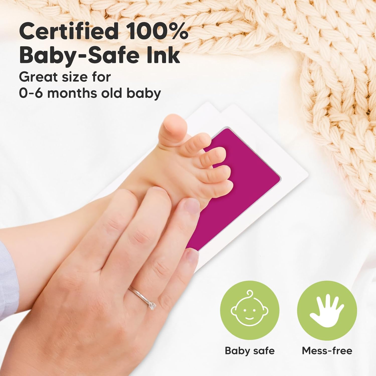KeaBabies Inkless Hand Footprint Kit - 4-Pack Safe for Baby