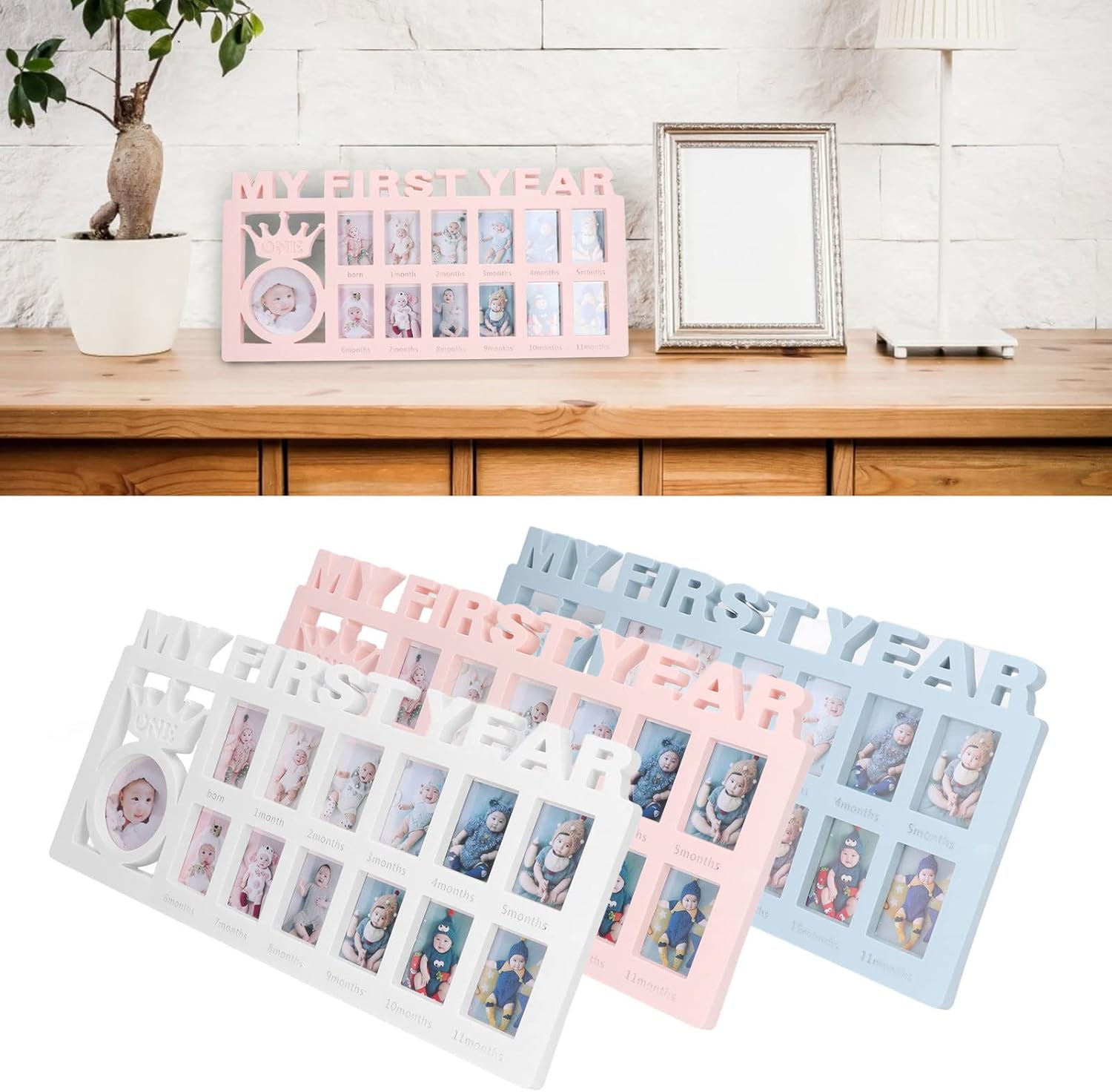 plplaaoo Babys First Year Frame 12 Month Milestone Photo Frame