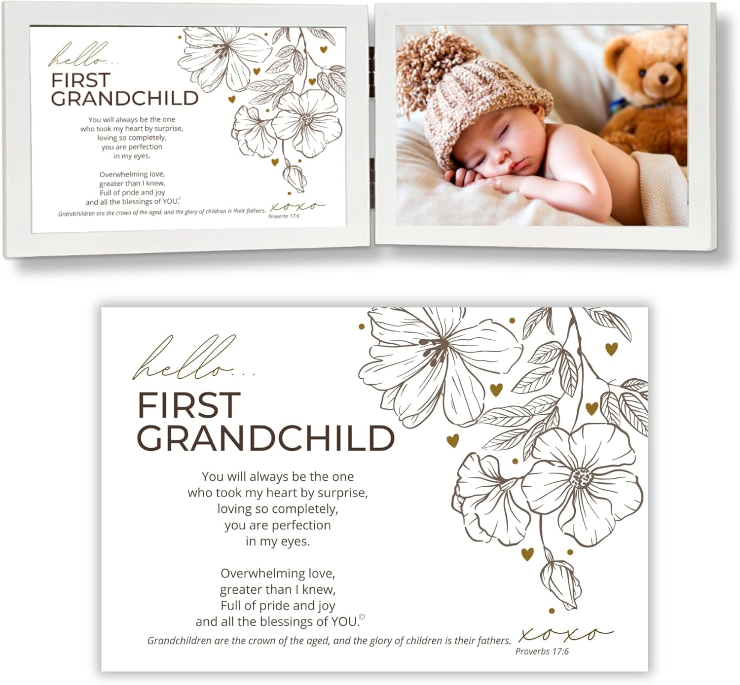 First Grandchild Poem Frame - White with Scripture