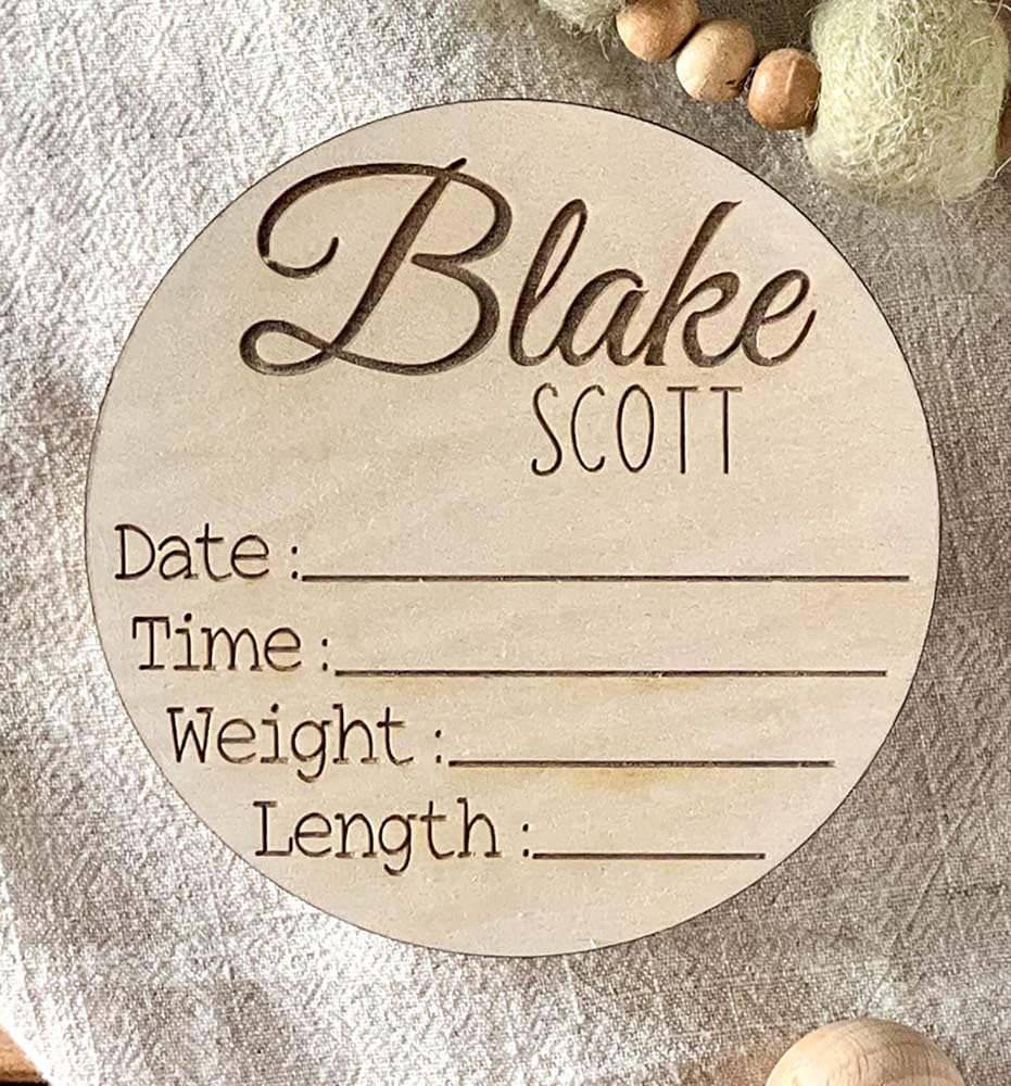 Personalized Newborn Announcement Sign - Wooden Gender Neutral 1
