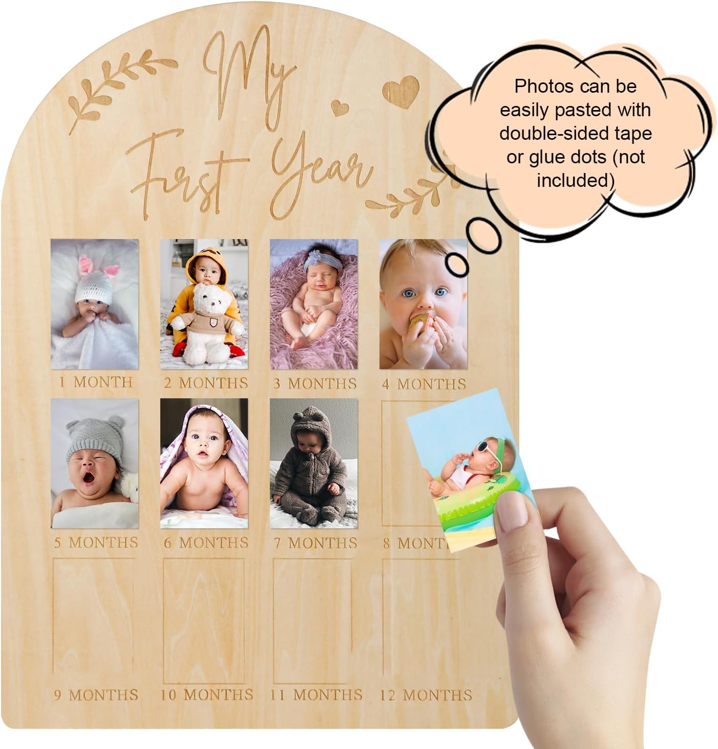 PEUTIER First Year Wood Photo Frame for Baby Keepsakes 17x12 Inch