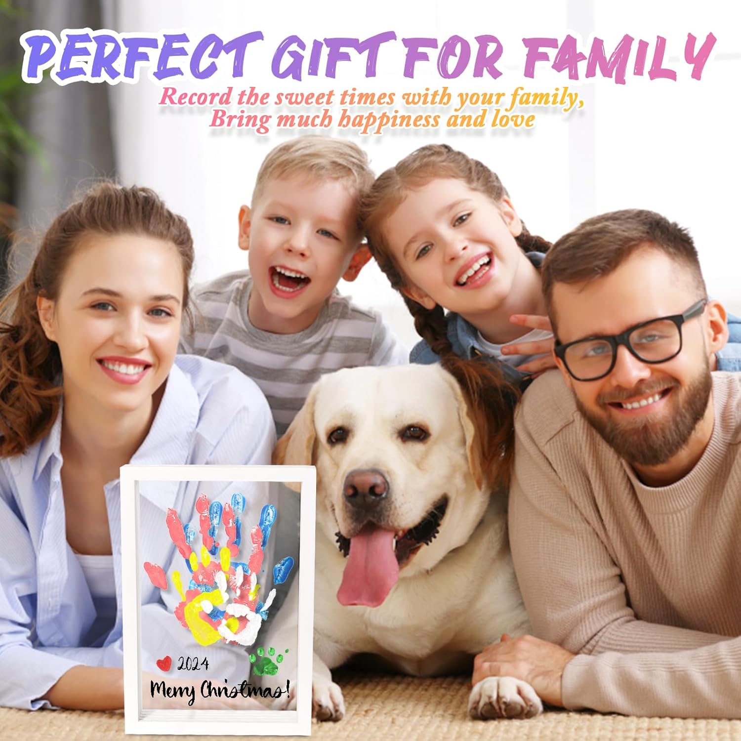 IvyWind Family Handprint Kit - DIY Keepsake Wooden Frame 6 Colors Non-Toxic Paint Mothers Day Gift