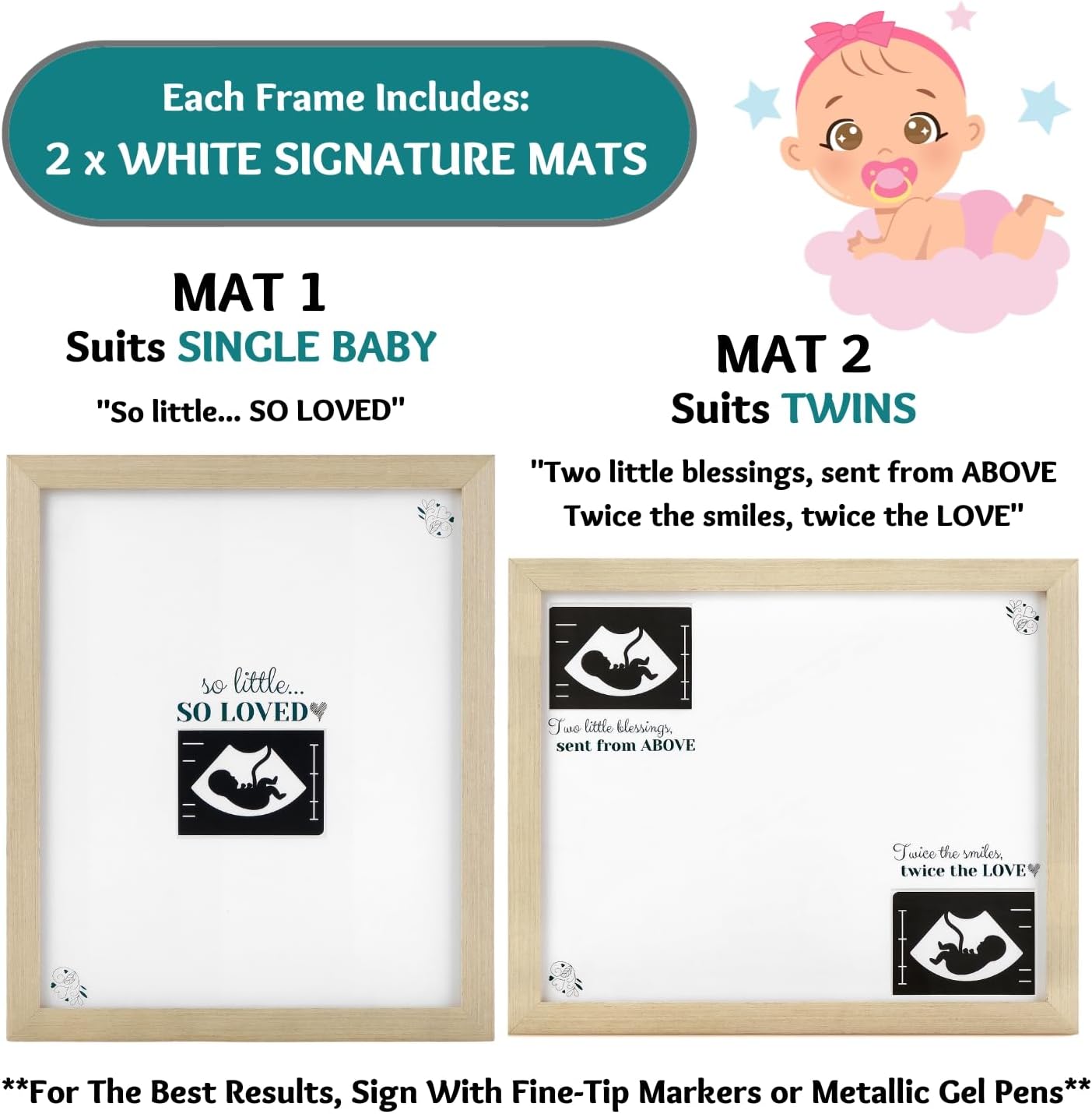 Baby Shower Guest Book Frame with 2 Mats 1