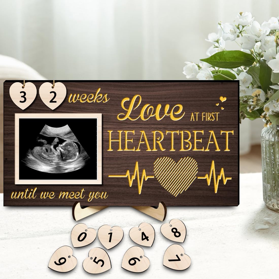 LED Sonogram Frame - Countdown Weeks for Dad Mom Baby Showers