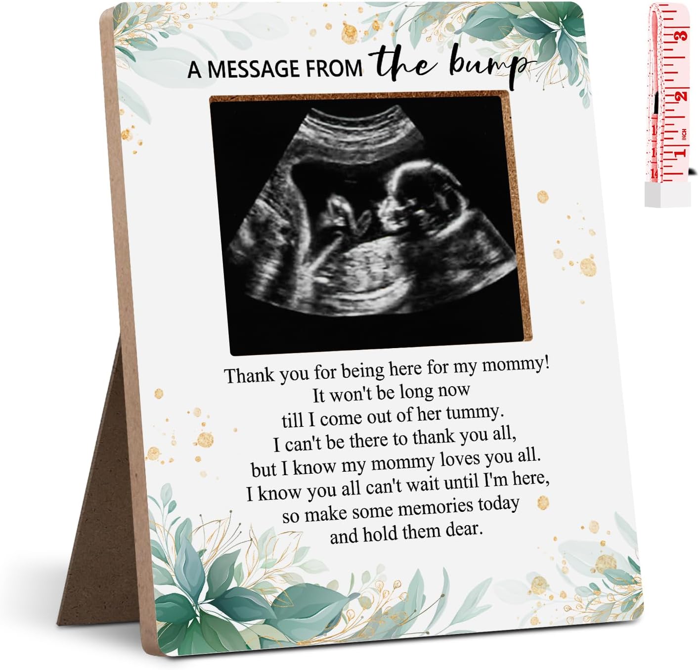 Hatzelou Baby Shower Sign Picture Frame with Green Floral Design