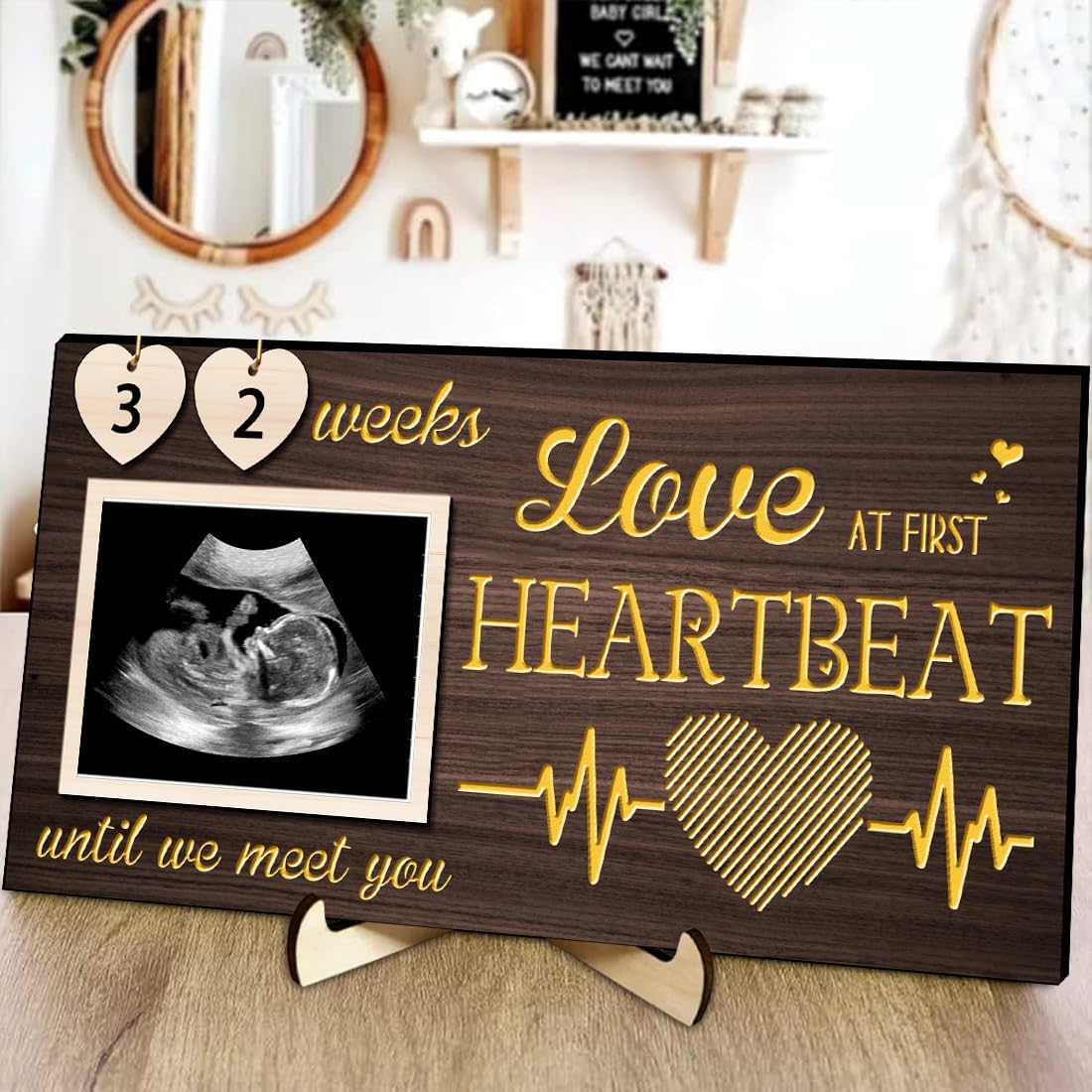 LED Sonogram Frame - Countdown Weeks for Dad Mom Baby Showers
