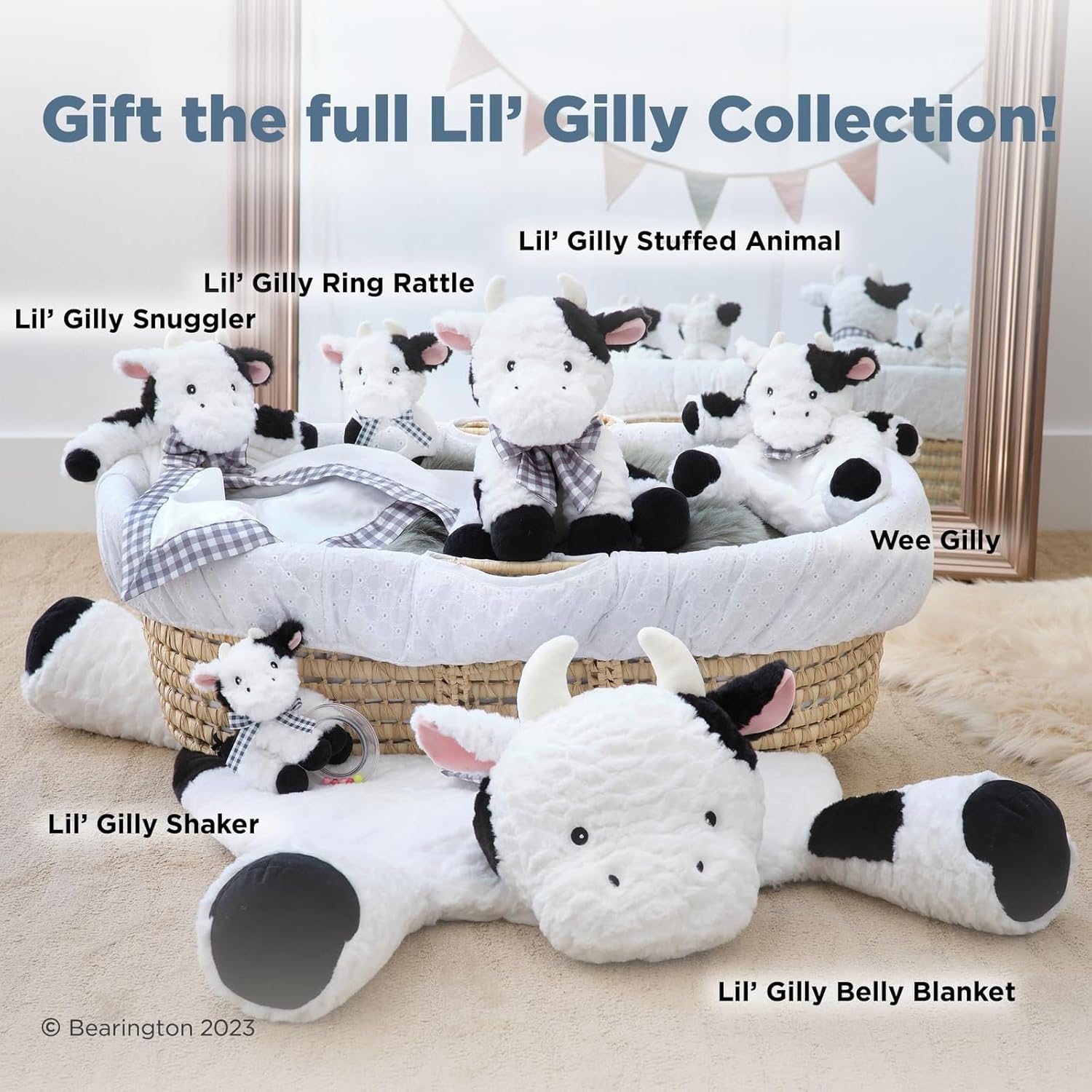 Bearington Lil Gilly 18 Inch Cow Lovey for Babies