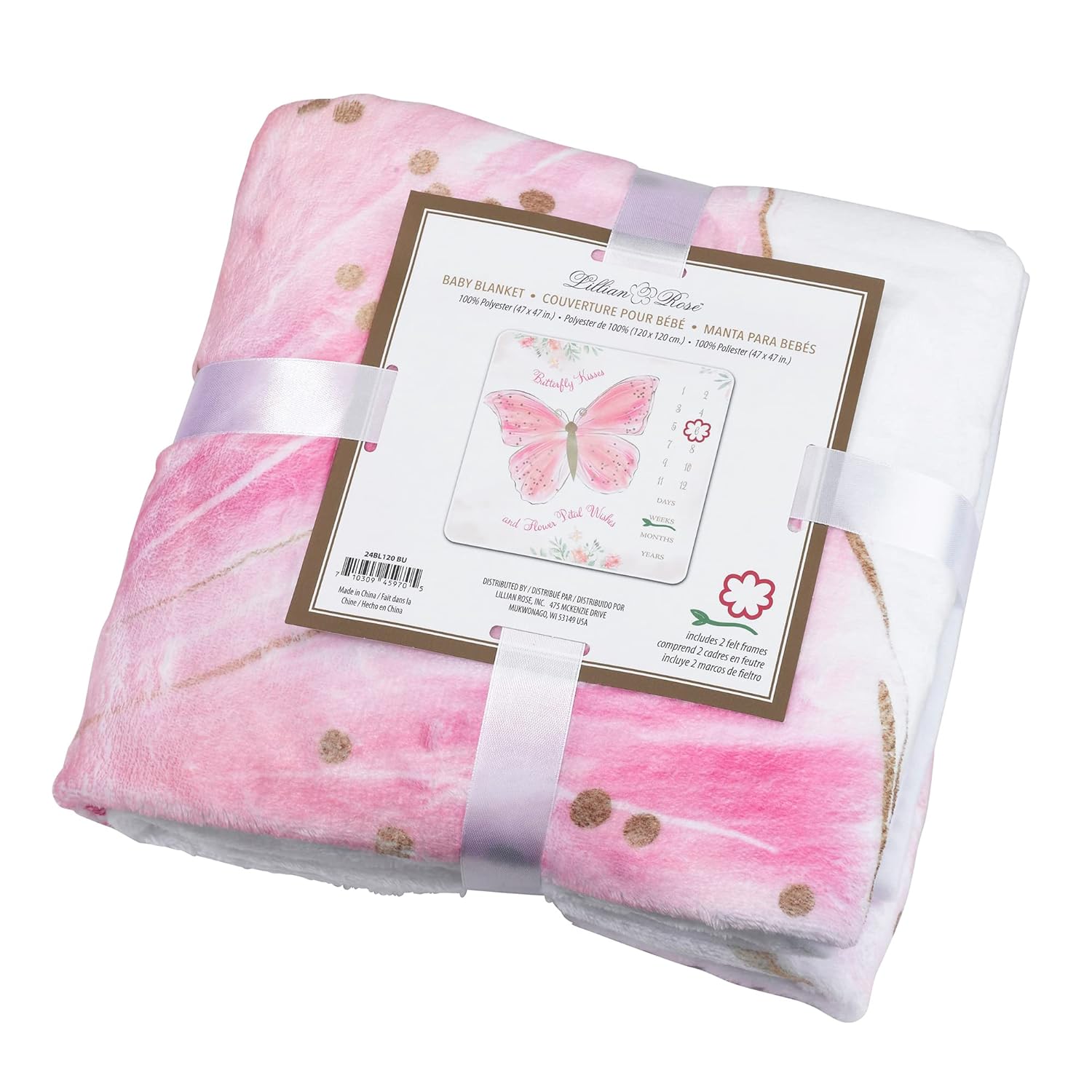 Lillian Rose Butterfly Milestone Blanket Pink 1