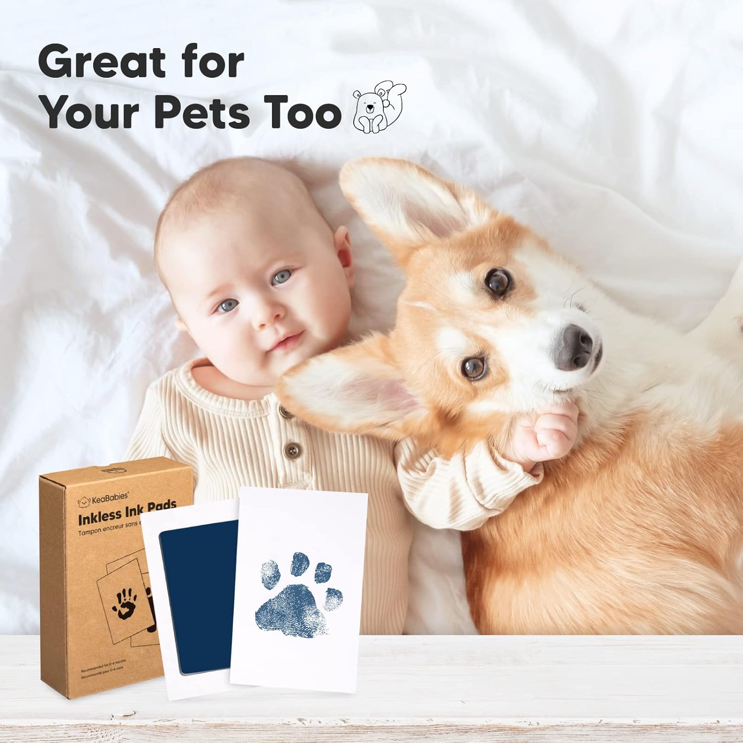 KeaBabies 4-Pack Inkless Hand and Footprint Kit with Frame