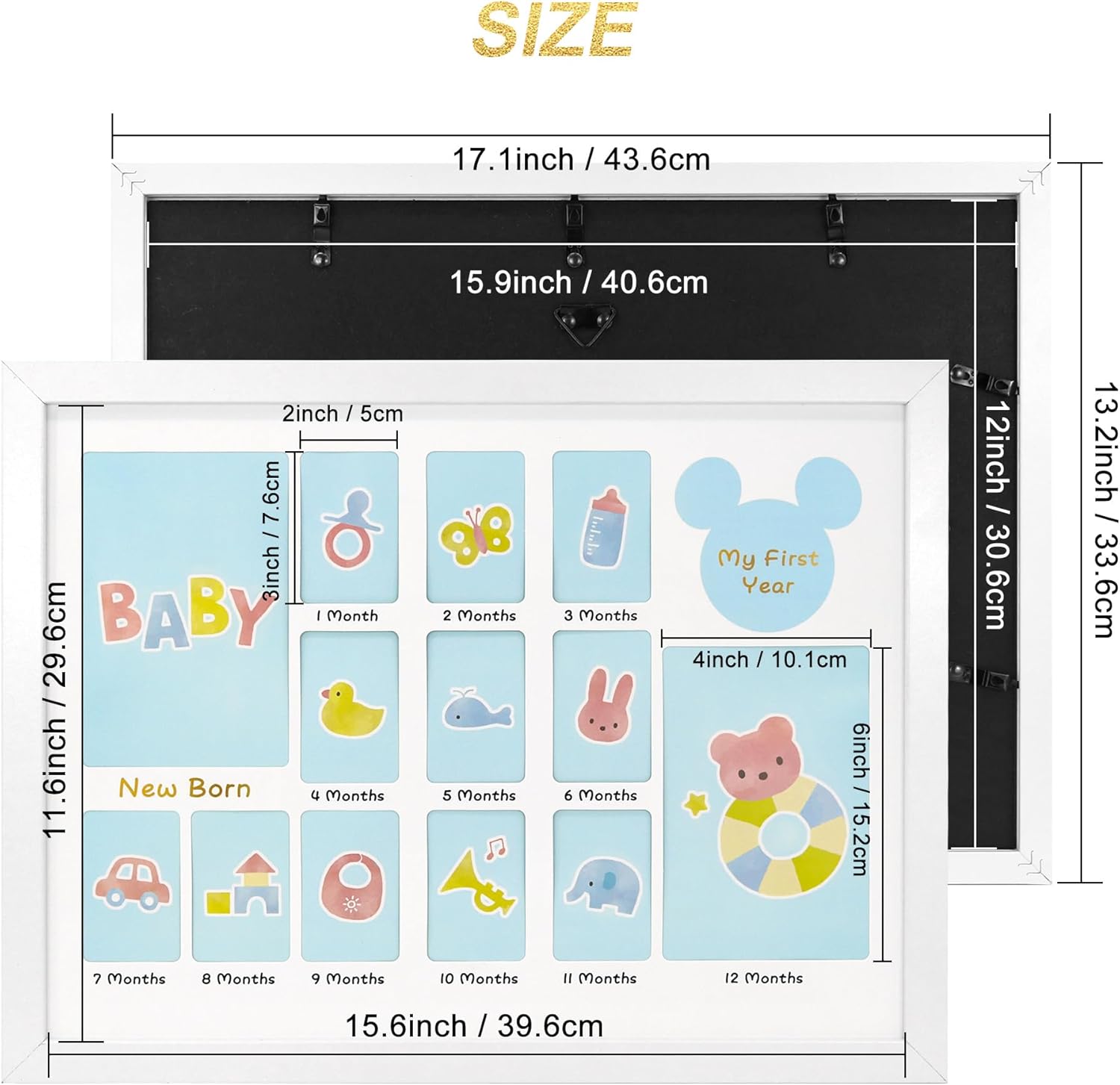 FramePro My First Year Photo Frame 12x16 Baby Milestone Board Keepsake for Newborn to 1 Year Old