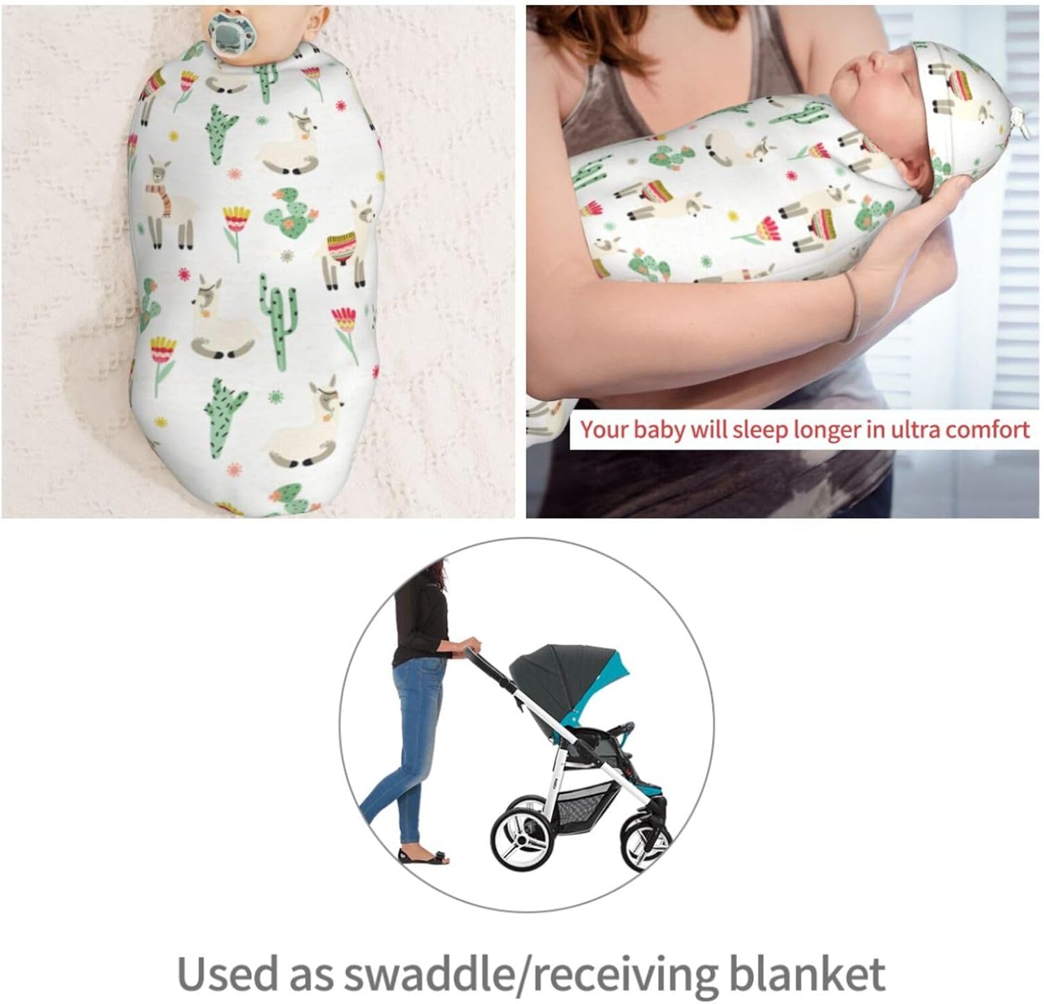 Muishi Sheep with Cactus Swaddle Blanket Hat Set
