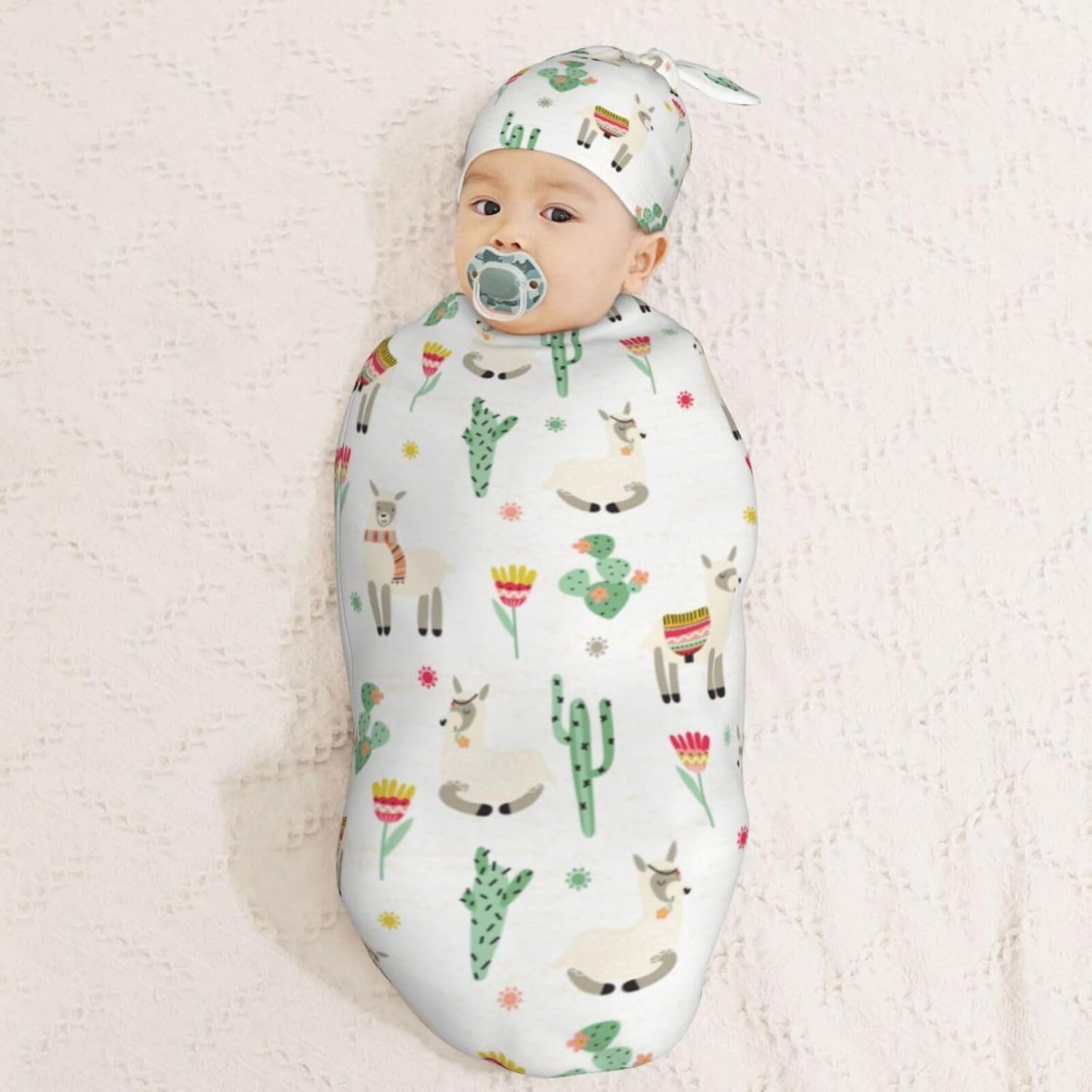 Muishi Sheep with Cactus Swaddle Blanket Hat Set