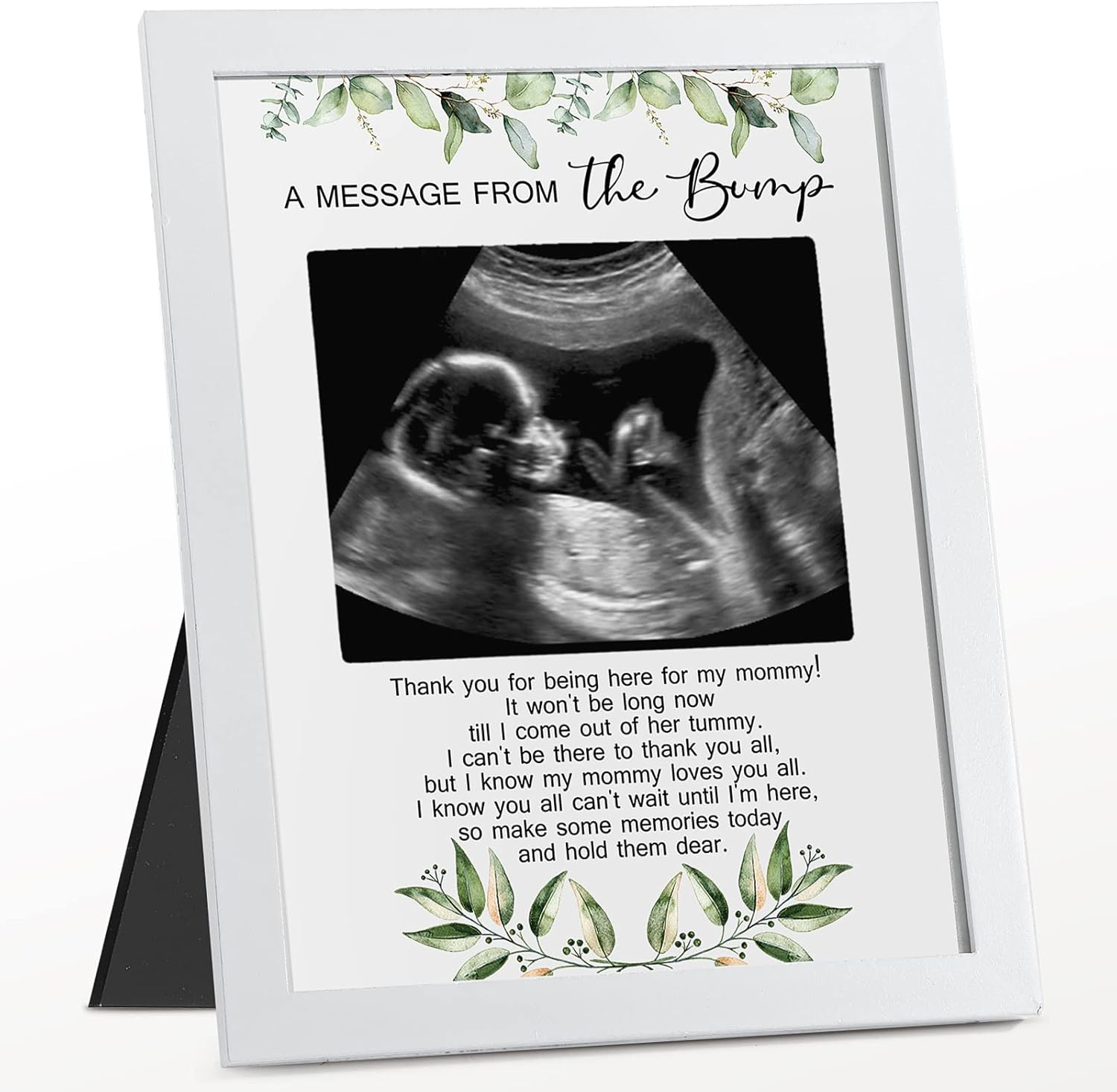 Tatuo Sonogram Frame Baby Shower Keepsake Green Leaves