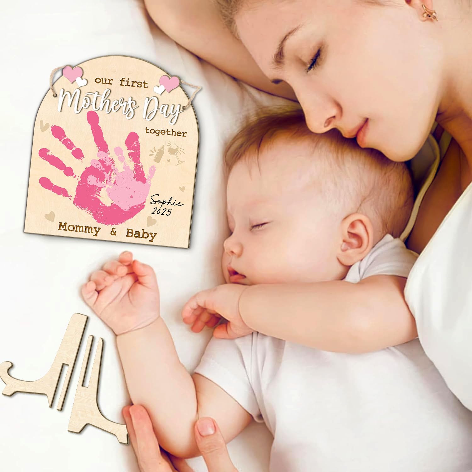 DIY Mommy Baby Handprint Sign - 2 Layer Wooden Keepsake