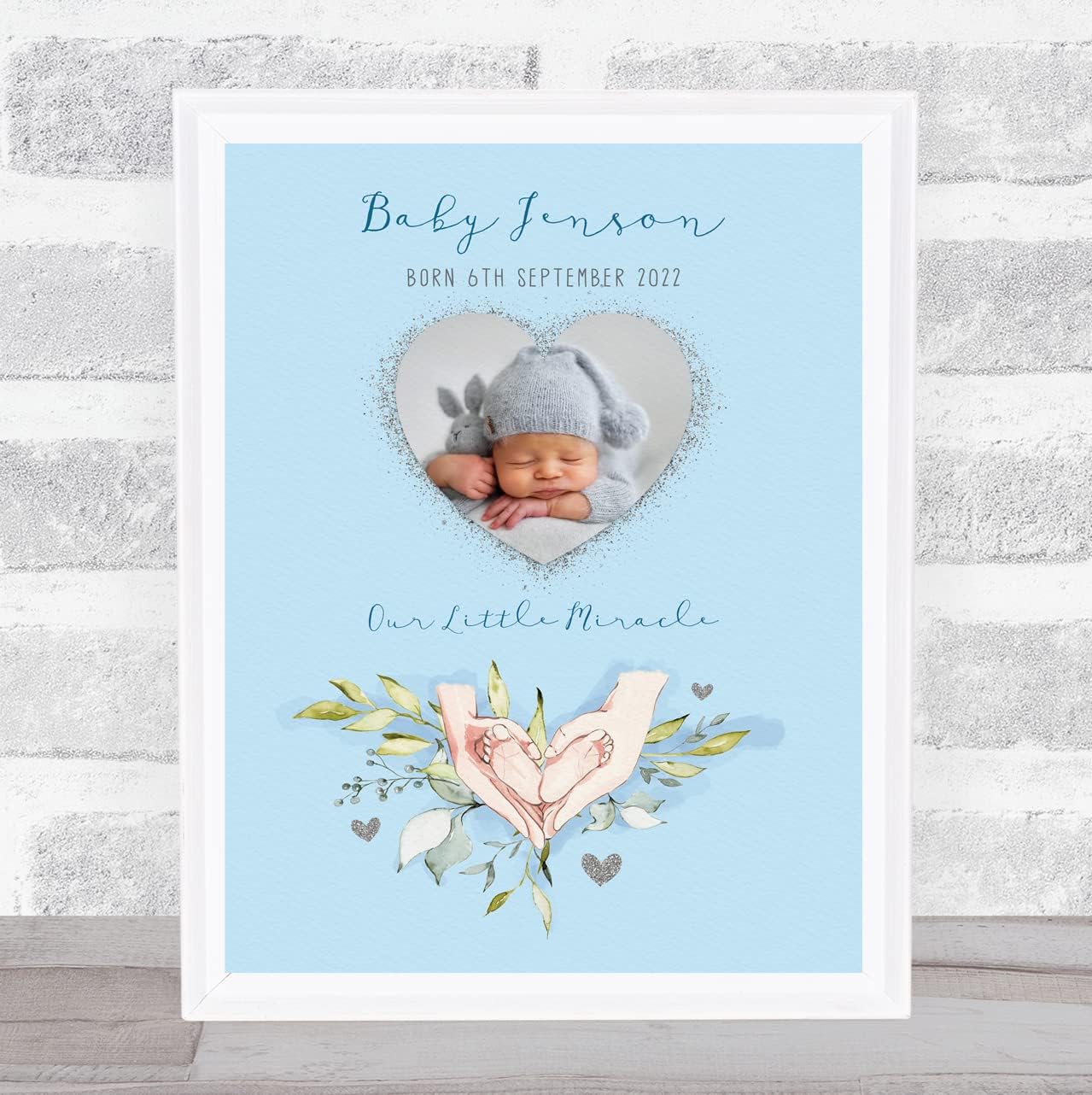 The Card Zoo New Baby Blue Heart Keepsake Print