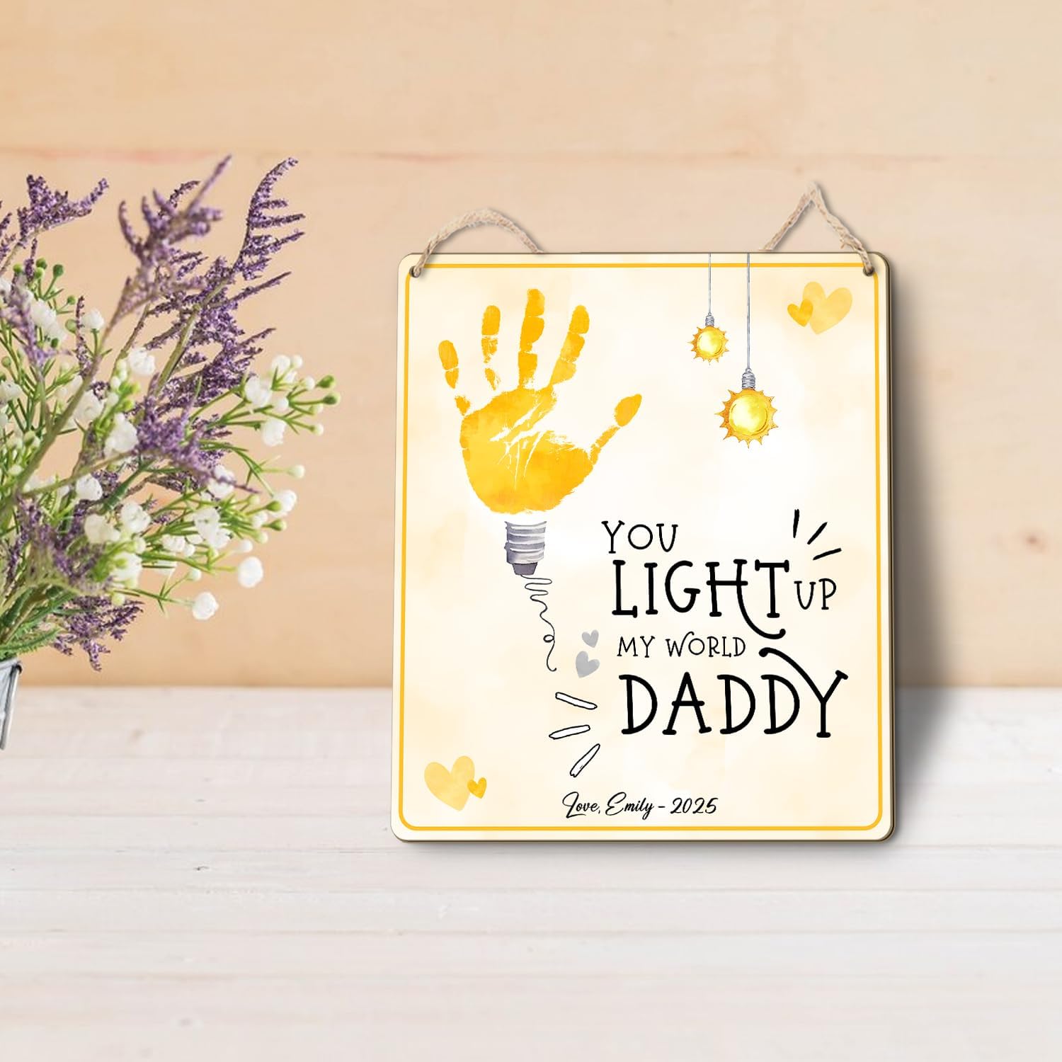 DIY Baby Handprint Art Sign for Fathers Day