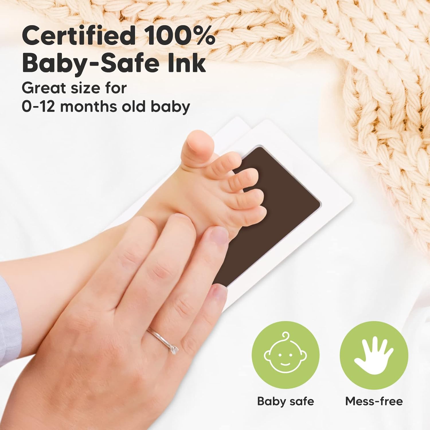 KeaBabies 4-Pack Inkless Hand Footprint Kit - Modern Sonogram Frame with Gift Box