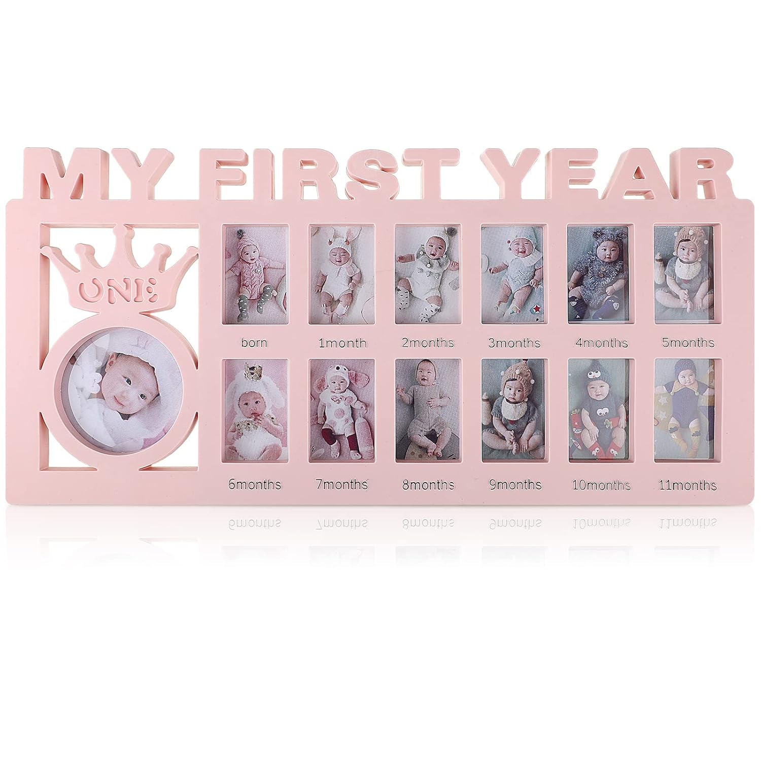 Unittype First Year Baby Growth Photo Frame Pink