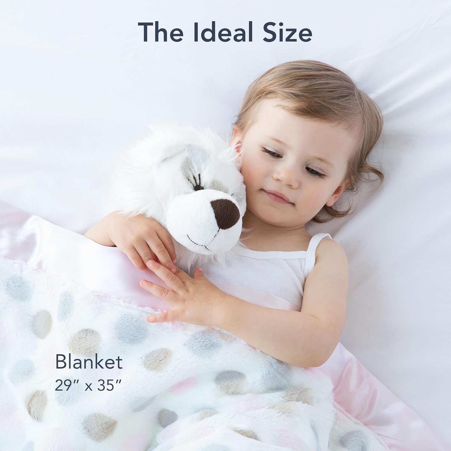 Little Giraffe Faux Fur Blanket with Satin Trim - Dot Pink 29x35