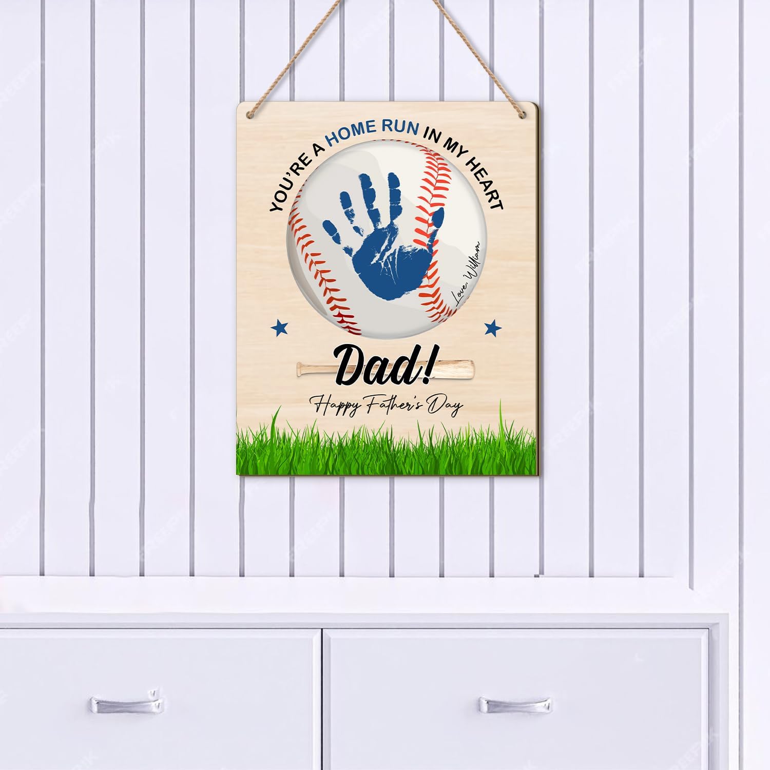 DIY Baseball Handprint Sign for Dad Keepsake Gift