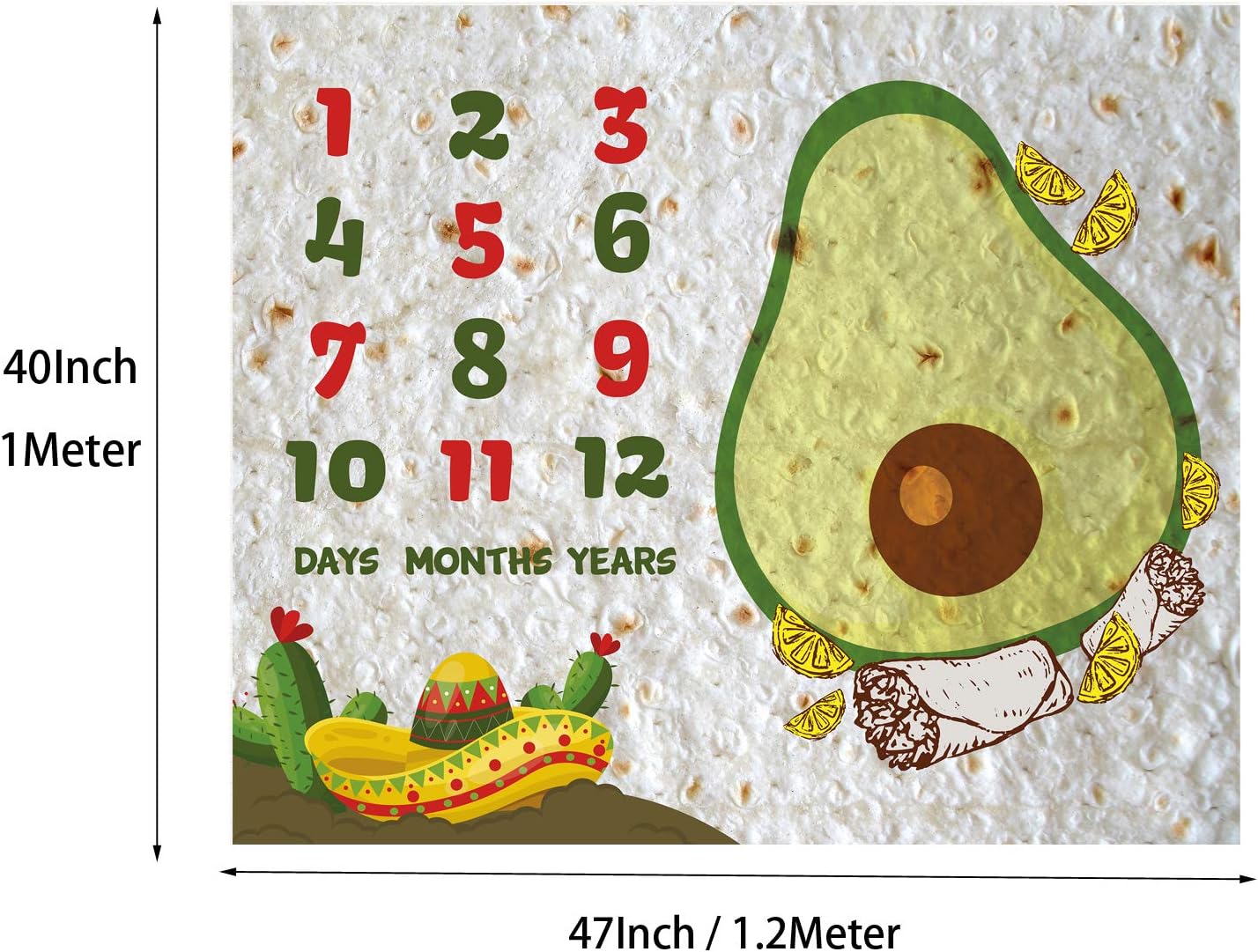 PAMBO Burrito Baby Milestone Blanket with Photo Frame