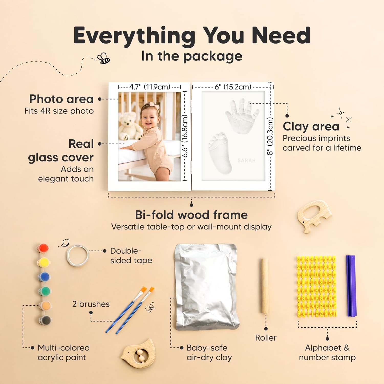 KeaBabies Baby Hand and Footprint Kit Frame