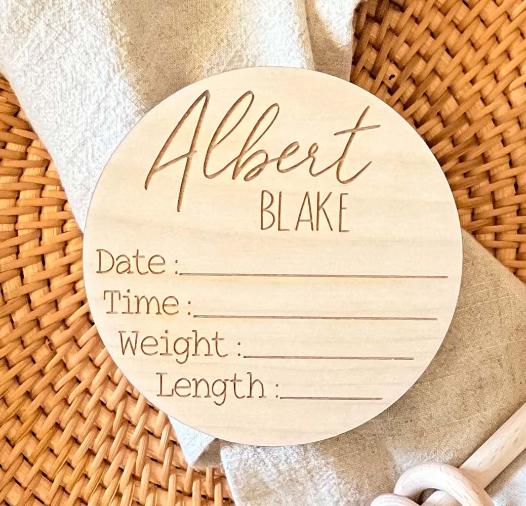 Personalized Newborn Announcement Sign - Wooden Birth Sign