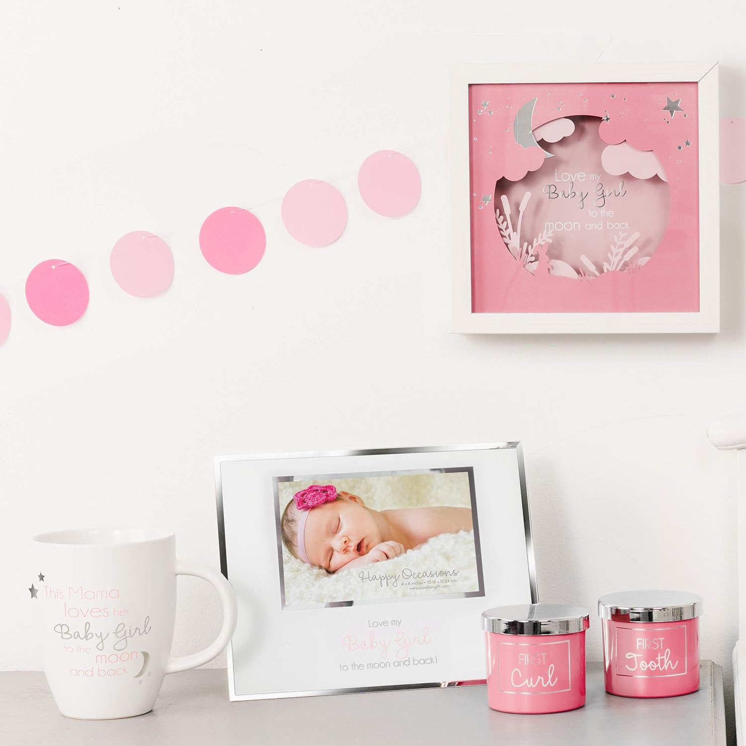 Pavilion Gift Company 4x6 Newborn Baby Picture Frame with Easel Stand Pink