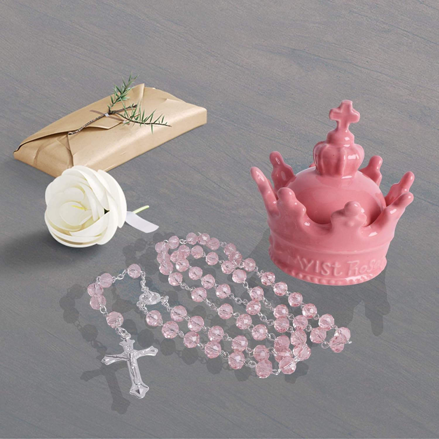 Vencer Pink Ceramic Rosary Gifting Set VBK-002P