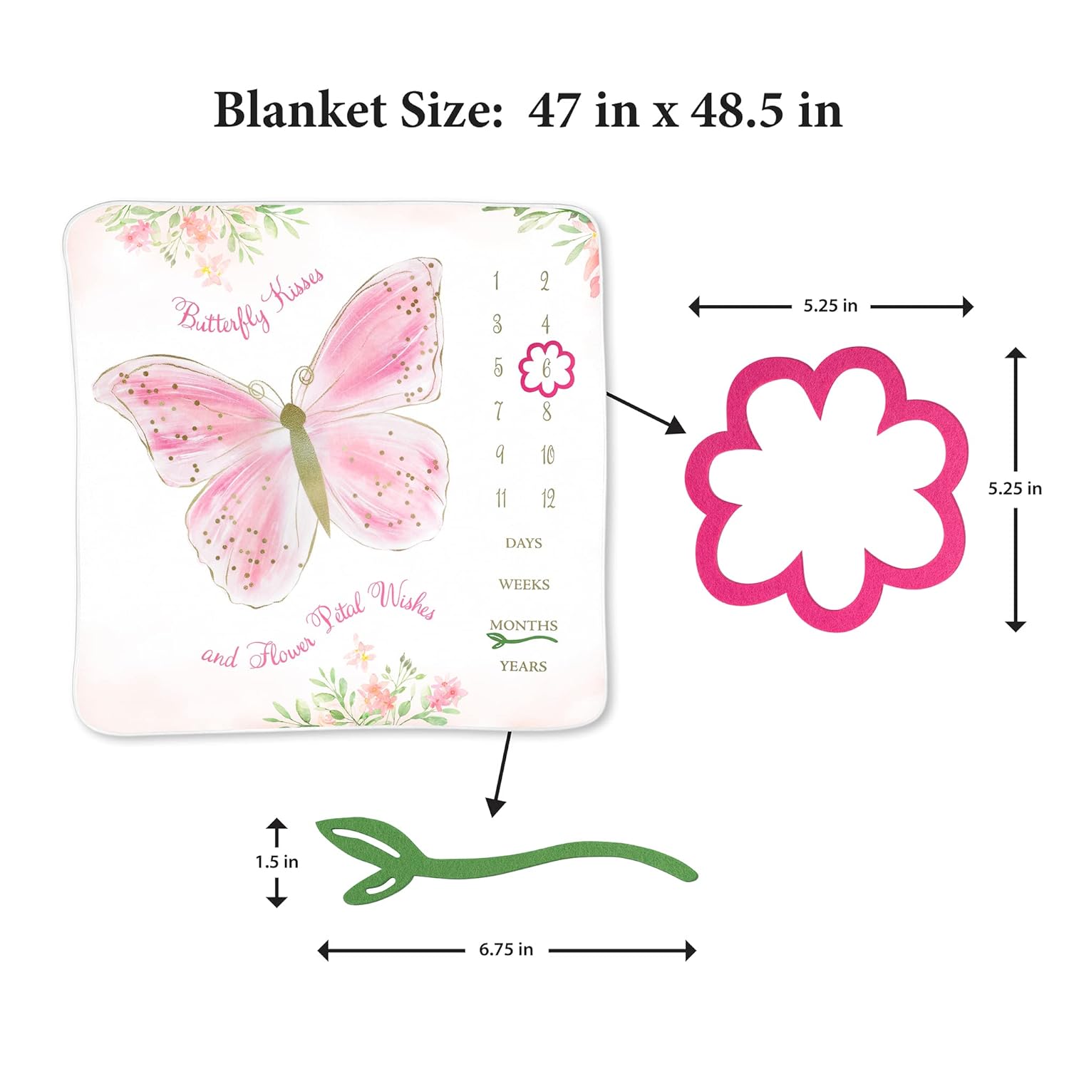 Lillian Rose Butterfly Milestone Blanket Pink 1