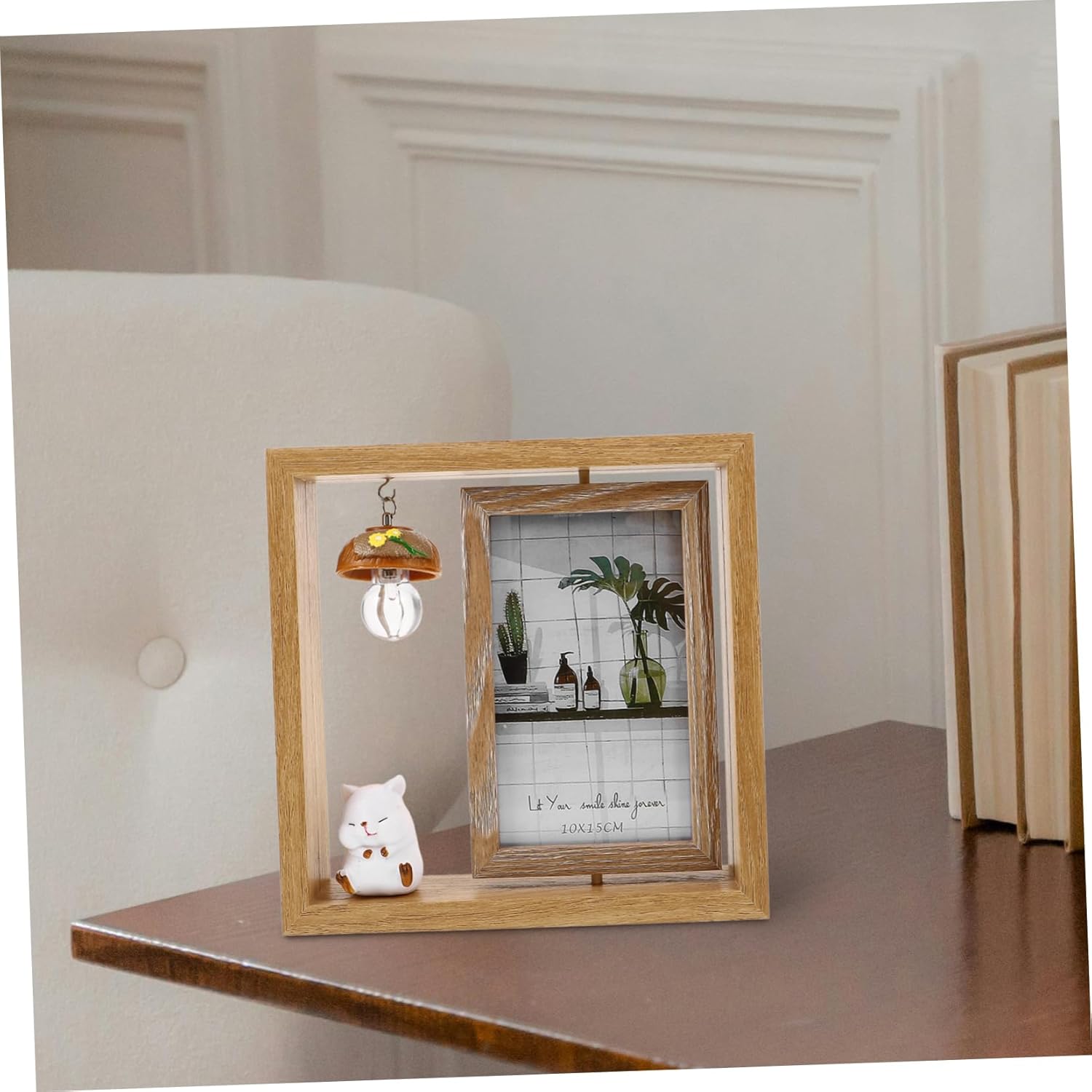 STBTOO Rustic Double-sided Frame 6 Inches Desk Decor Cartoon Hamster