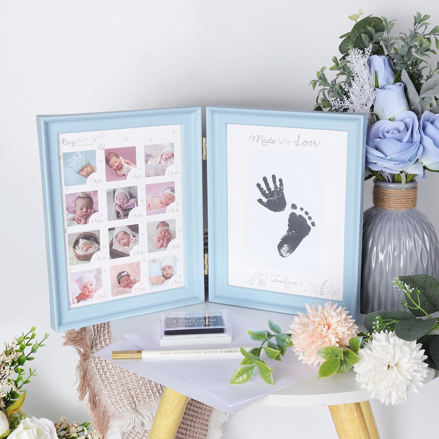 RECUTMS Baby Keepsake Frame Kit with Ink Pad and Pen