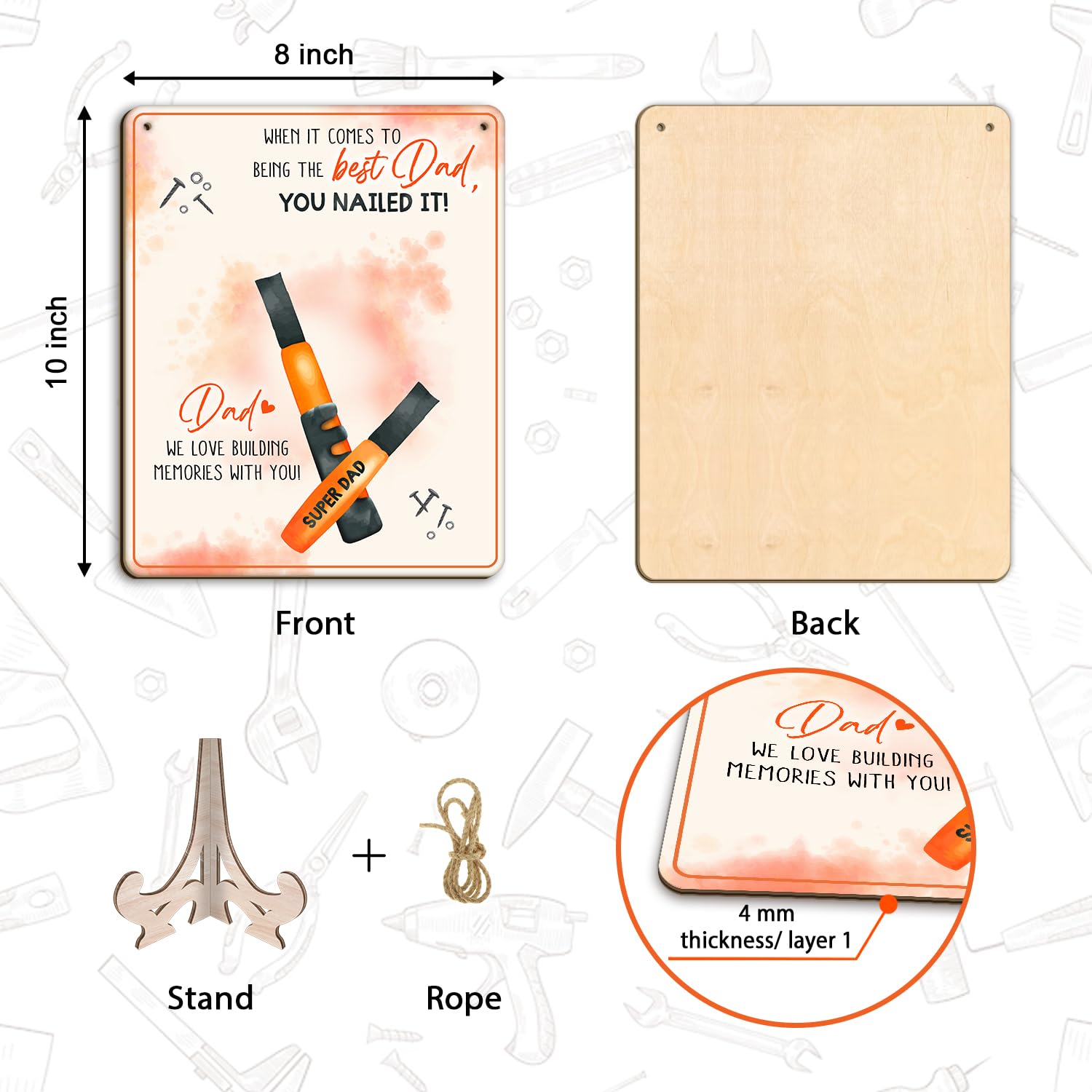 Custom Hammers Footprint Plaque for Dad - Handprint Art Craft Decor